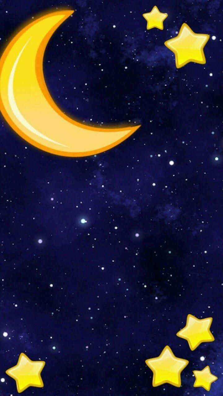 crescent moon, glowing stars, deep blue starry night sky, HD Phone Wallpaper