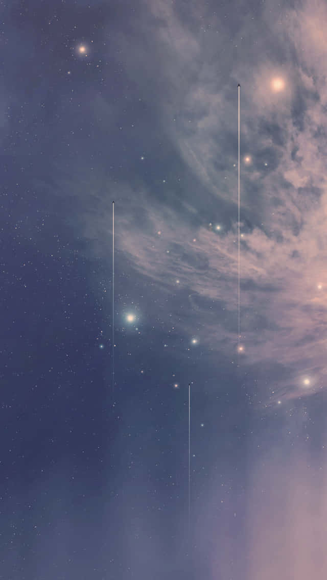 Moon And Stars iPhone, cosmic sky, glowing stars, SD Phone Wallpaper
