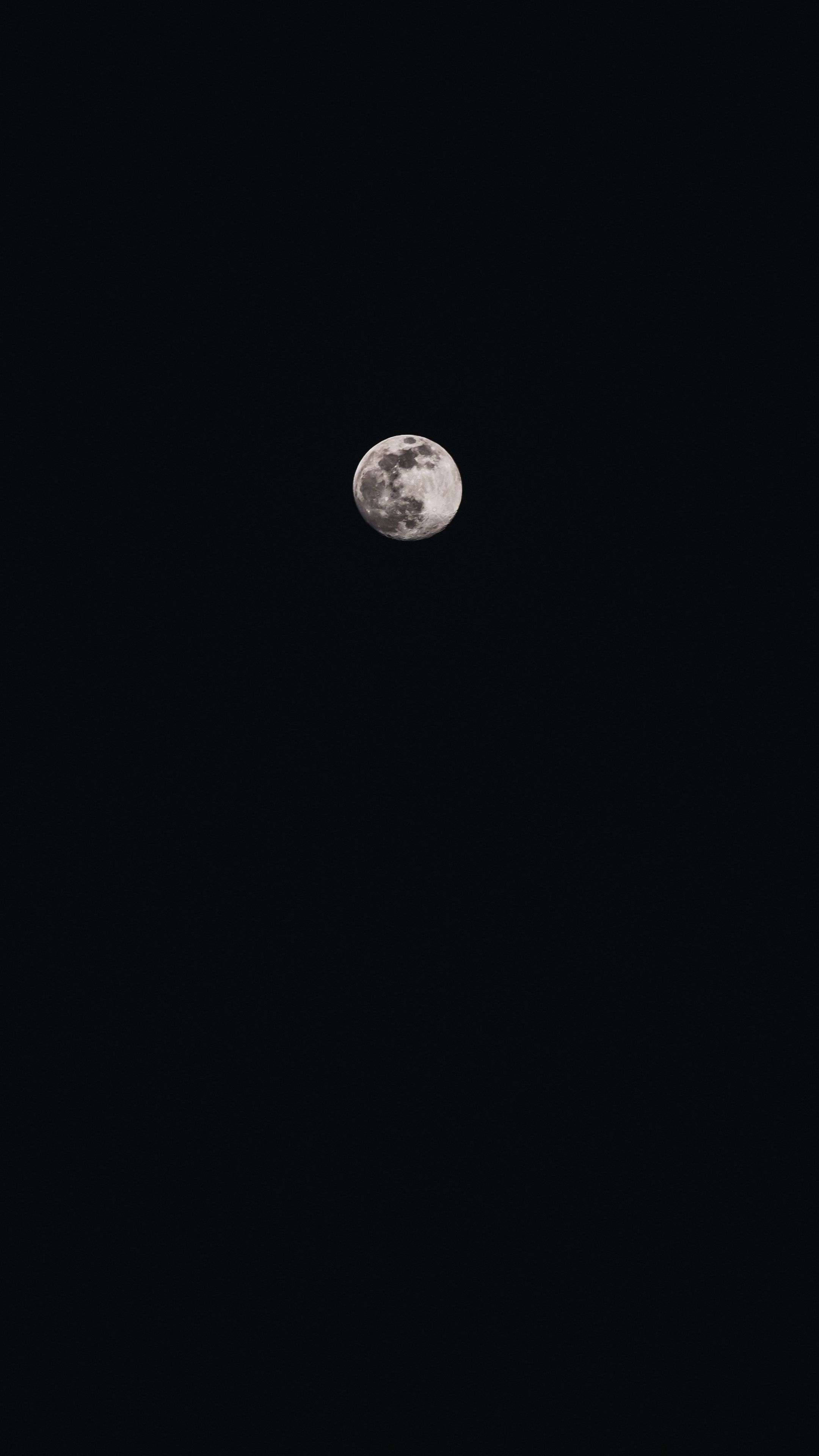 Moon, full moon, inky black night sky, 4K Phone Wallpaper