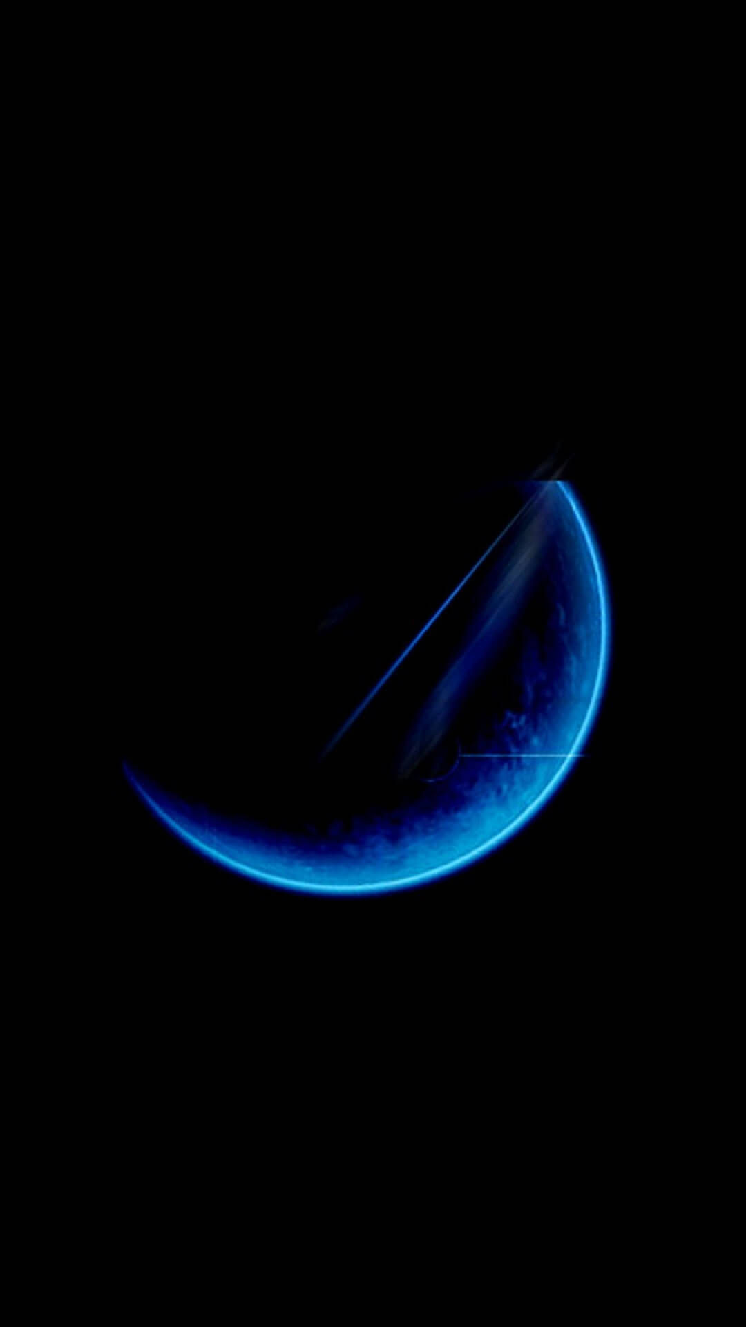 Blue Moon On Black HD Phone, glowing crescent moon, bright blue aura, Full HD Phone Wallpaper