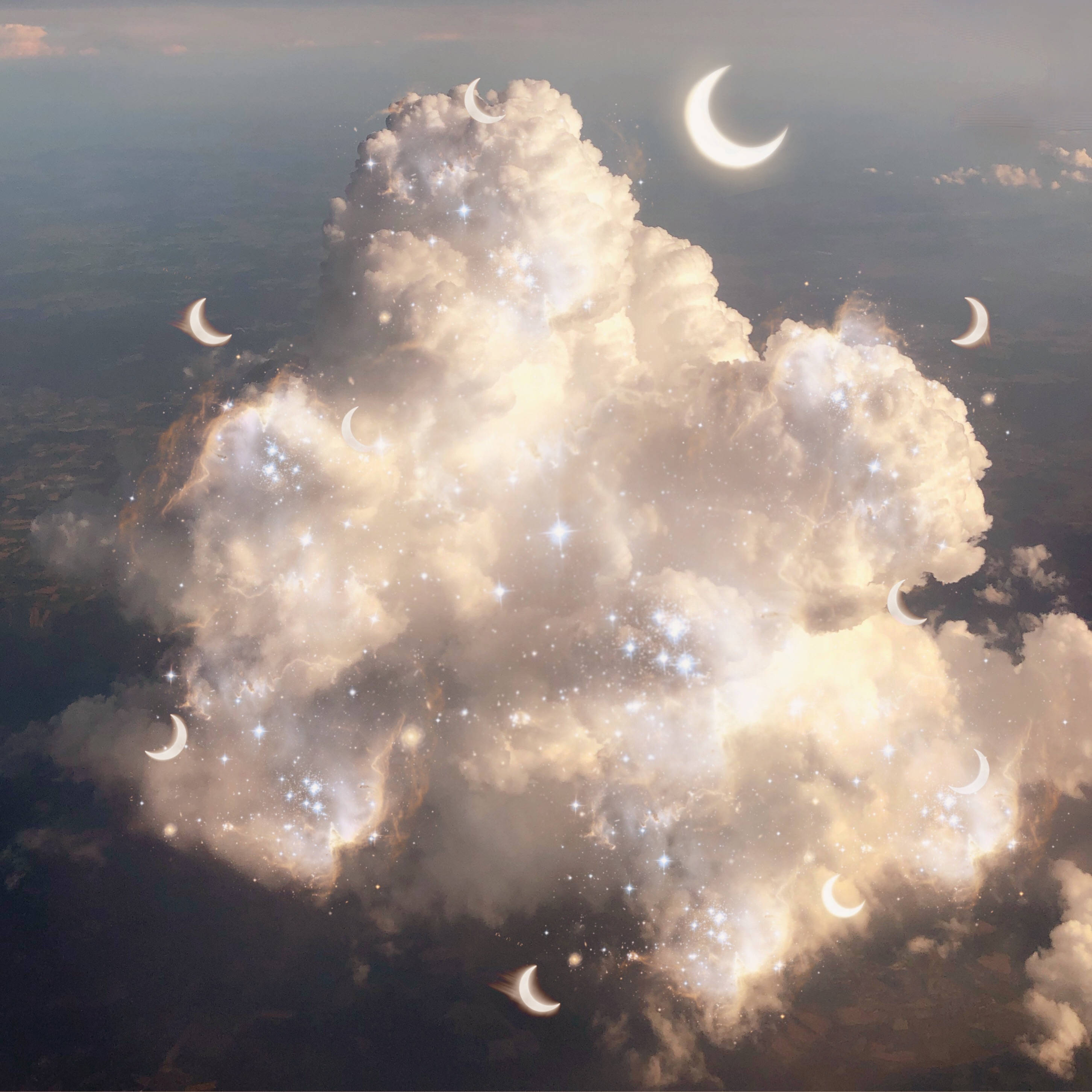 Moon And Stars, cloud formation, stars, 2K Desktop Wallpaper