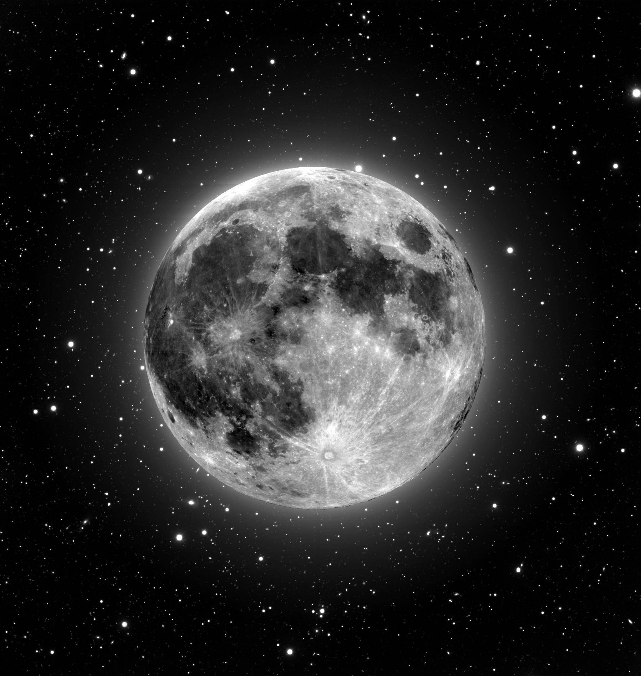 Full Moon, stars, night sky, Full HD Phone Wallpaper