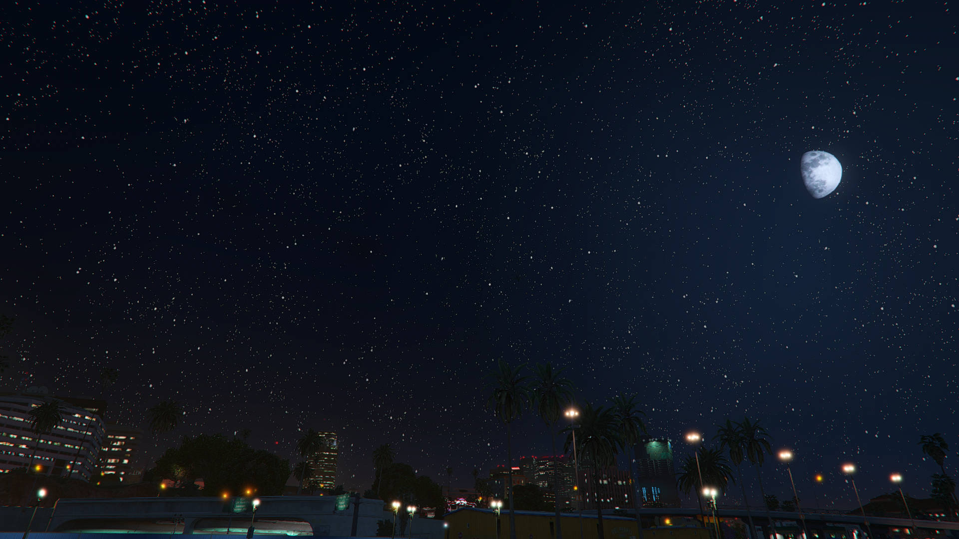 Moon And Stars, crescent moon, cityscape, Full HD Desktop Wallpaper
