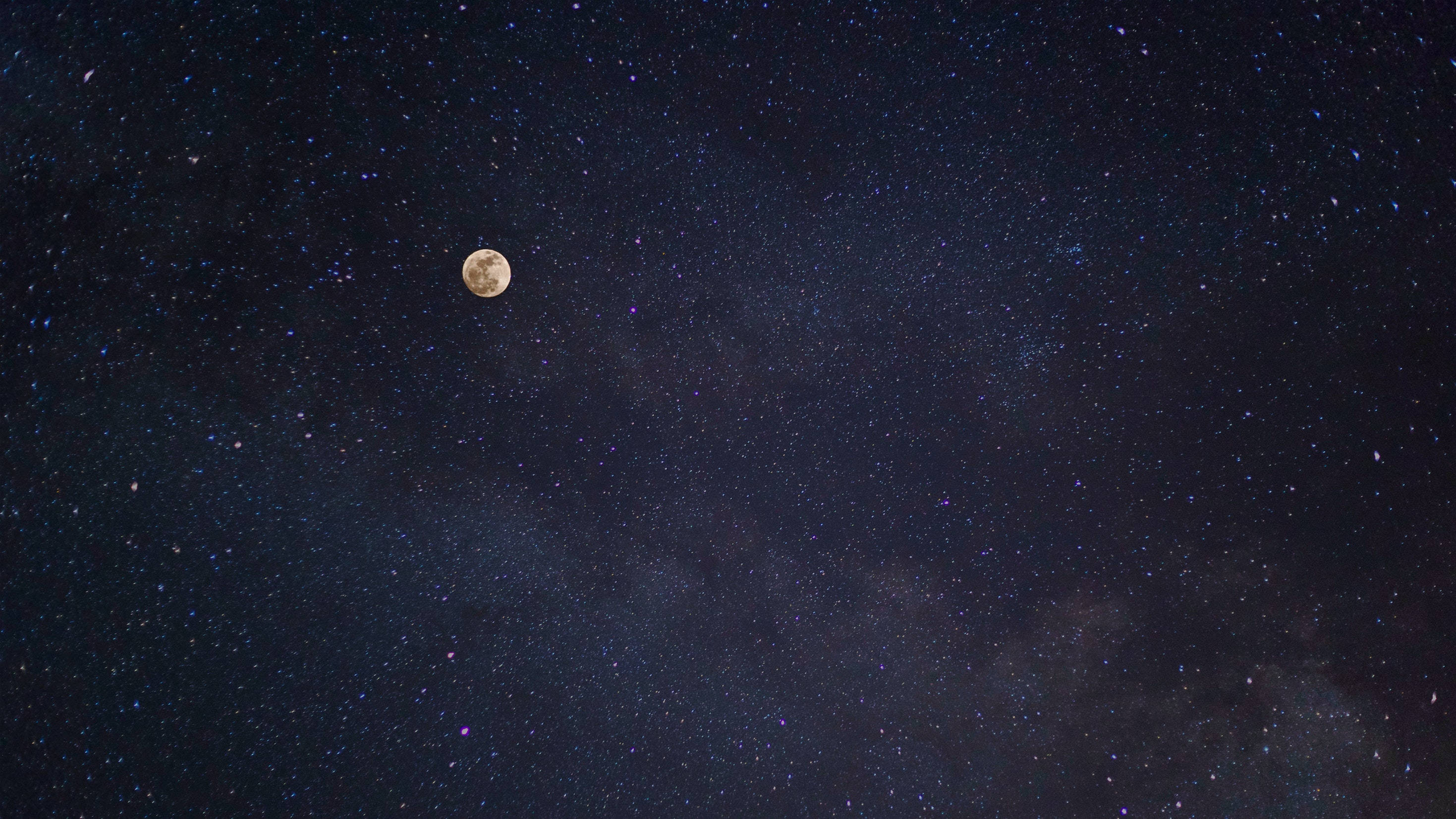 full moon, starry sky, deep indigo night sky, 2K Desktop Wallpaper