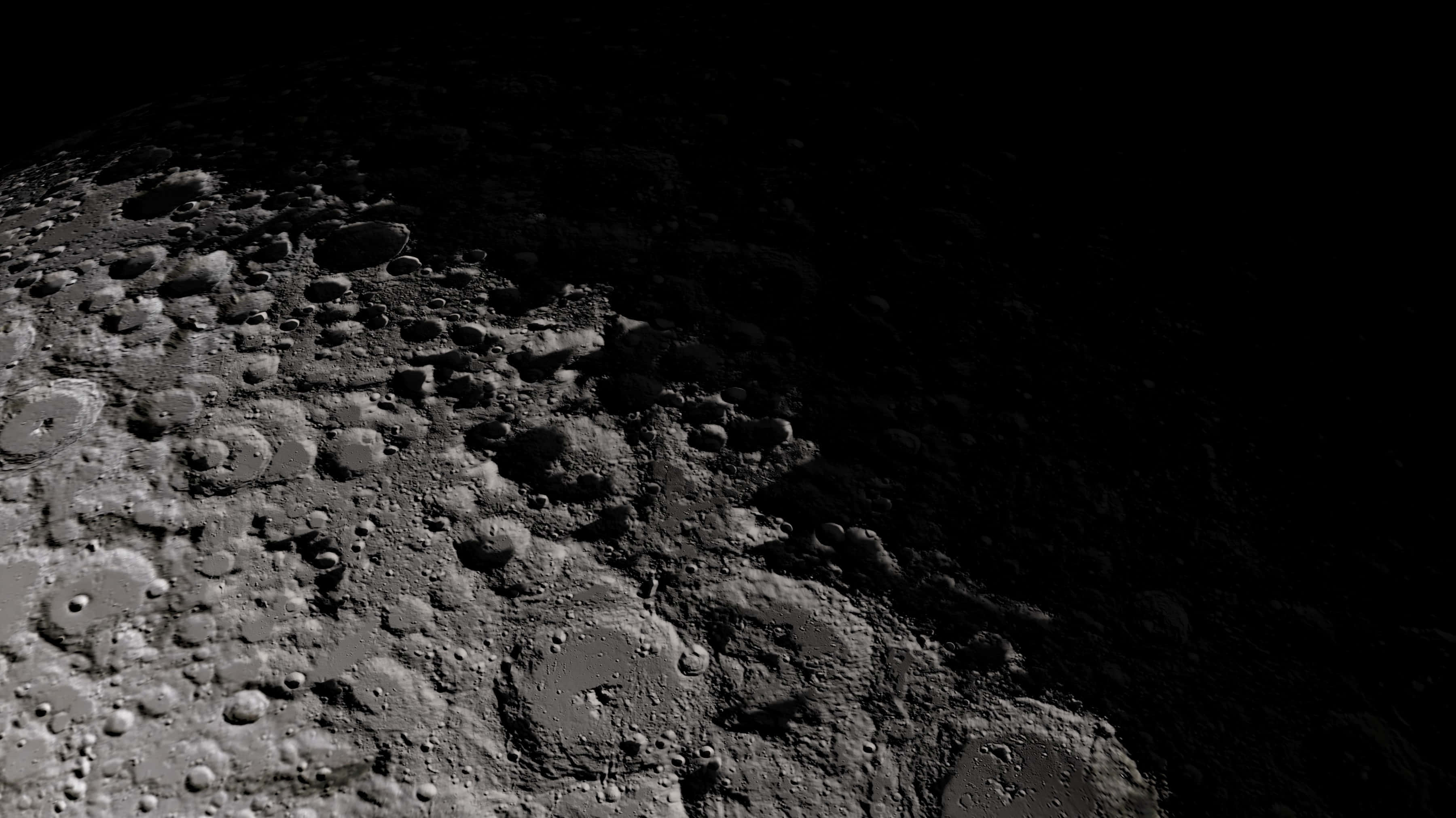 Moon Craters, lunar surface, deep space darkness, 2K Desktop Wallpaper