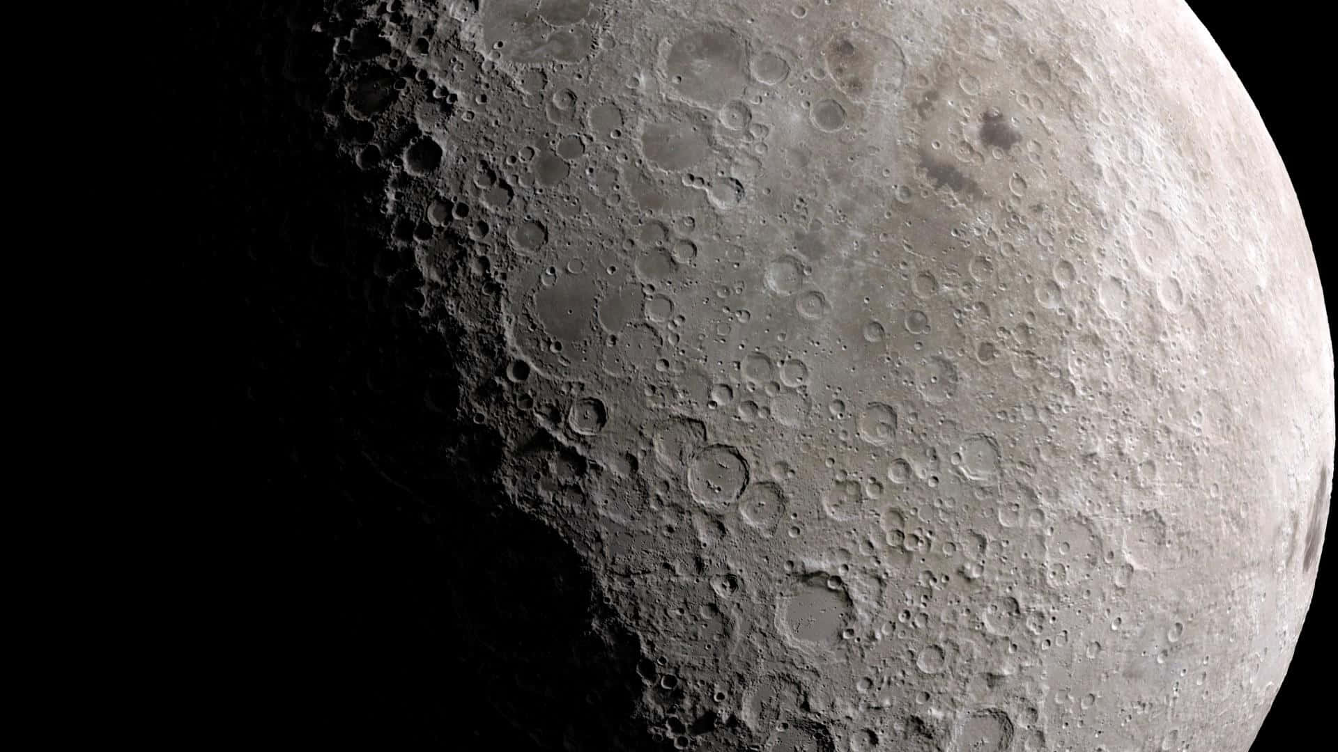 lunar surface, craters, sharp shadows, Full HD Desktop Wallpaper