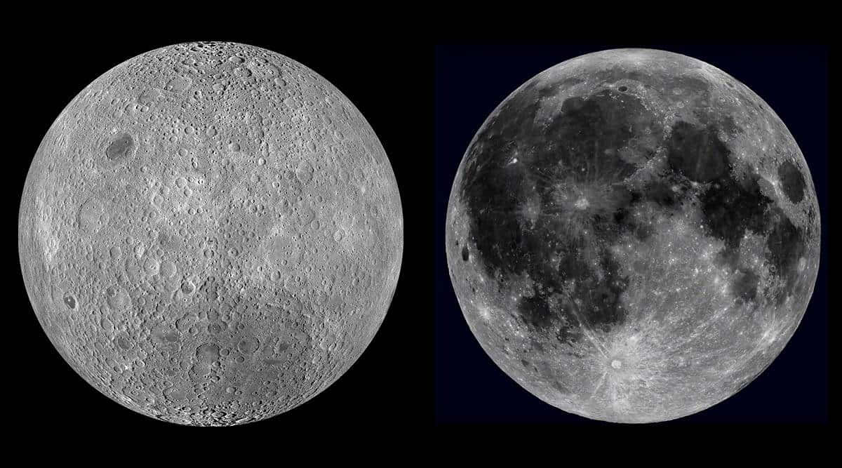 Moon, cratered surface, lunar hemispheres, SD Desktop Wallpaper