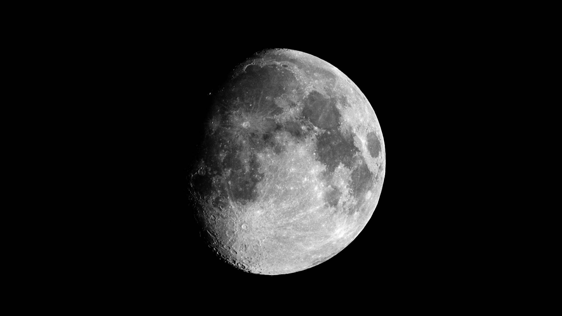 moon, craters, grayscale, Full HD Desktop Wallpaper