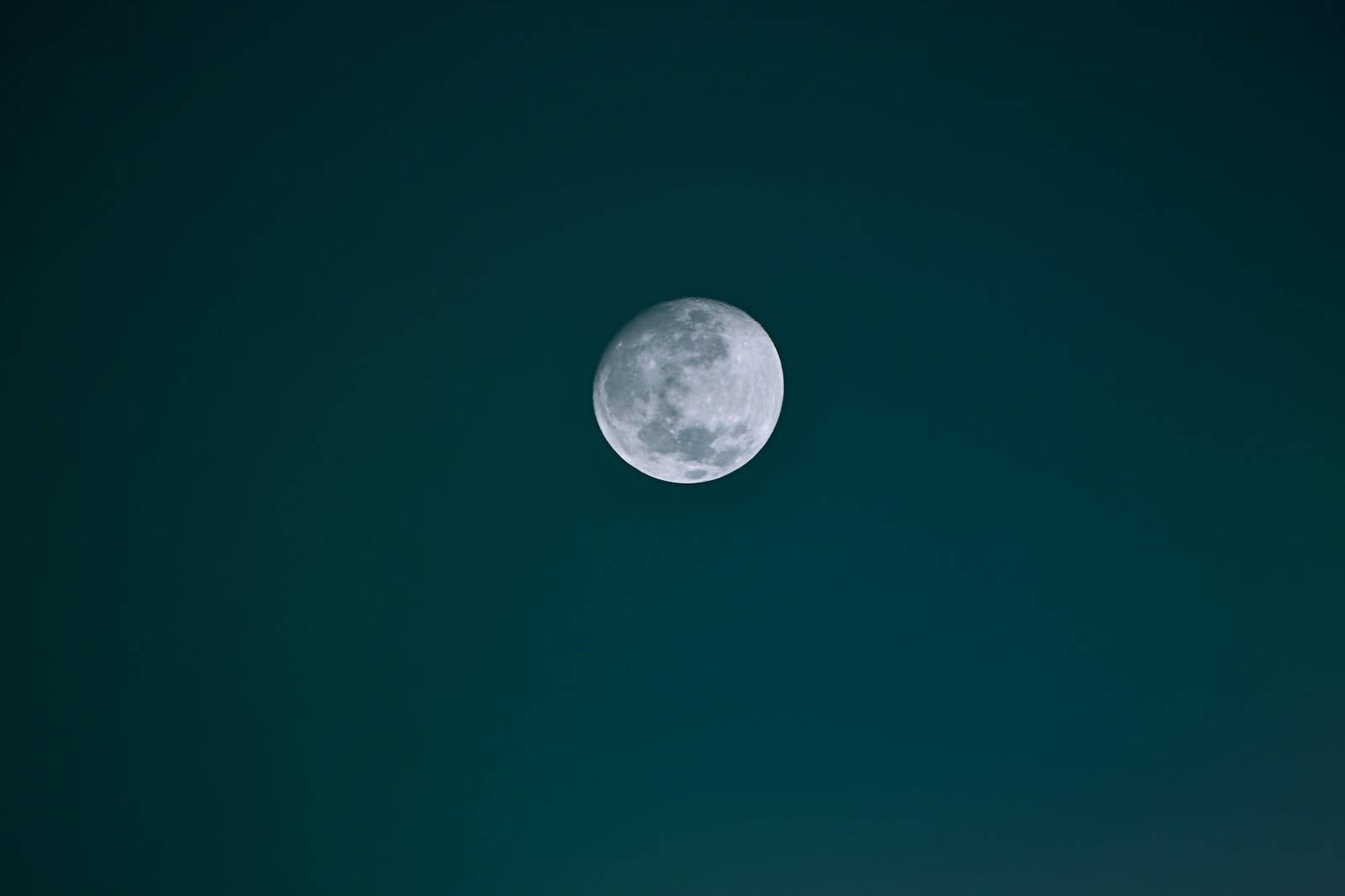 waxing gibbous moon, deep teal night sky, subtle gradient, HD Desktop Wallpaper