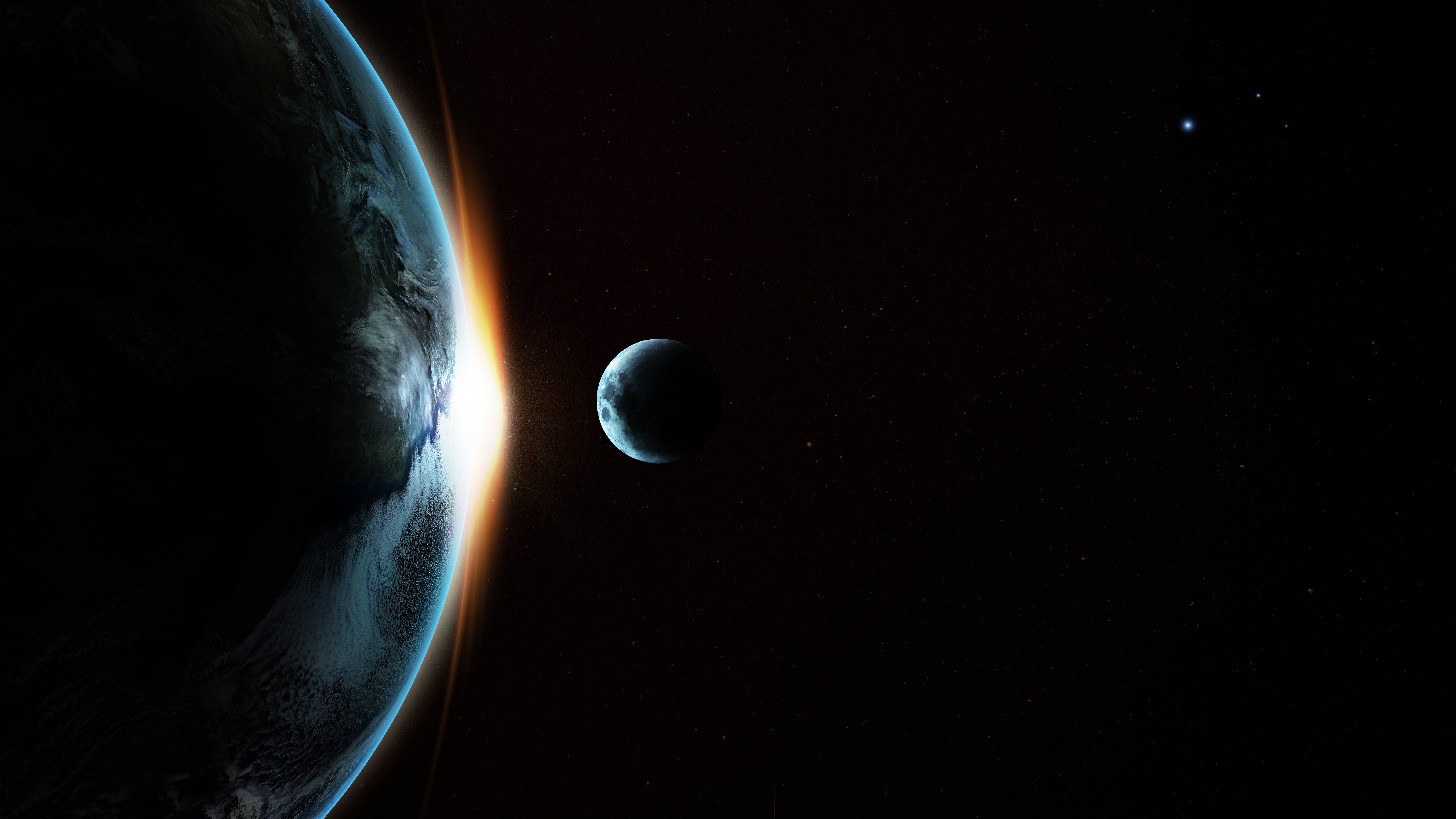 Moon Galaxy, Earth, sunrise, 8K Desktop Wallpaper