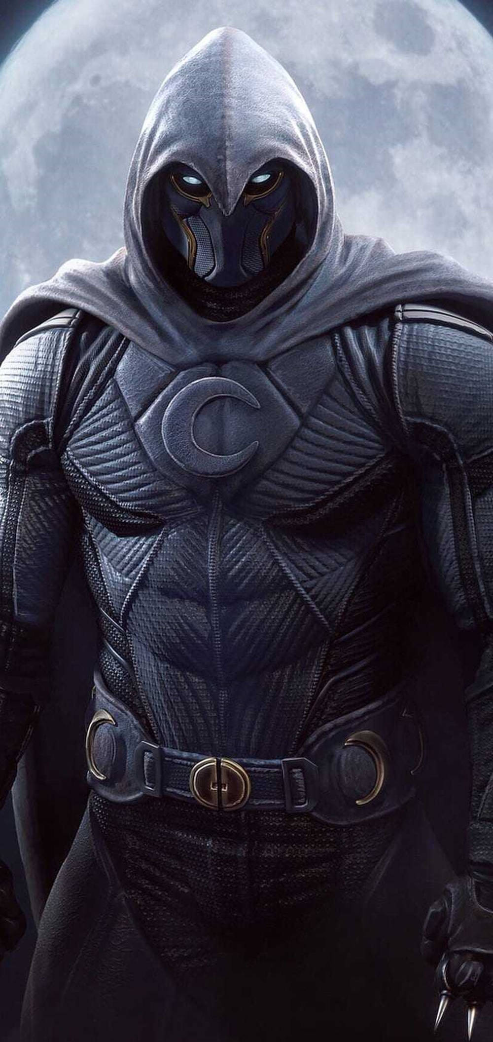 Moon Knight, dark armor, massive moon, Full HD Phone Wallpaper