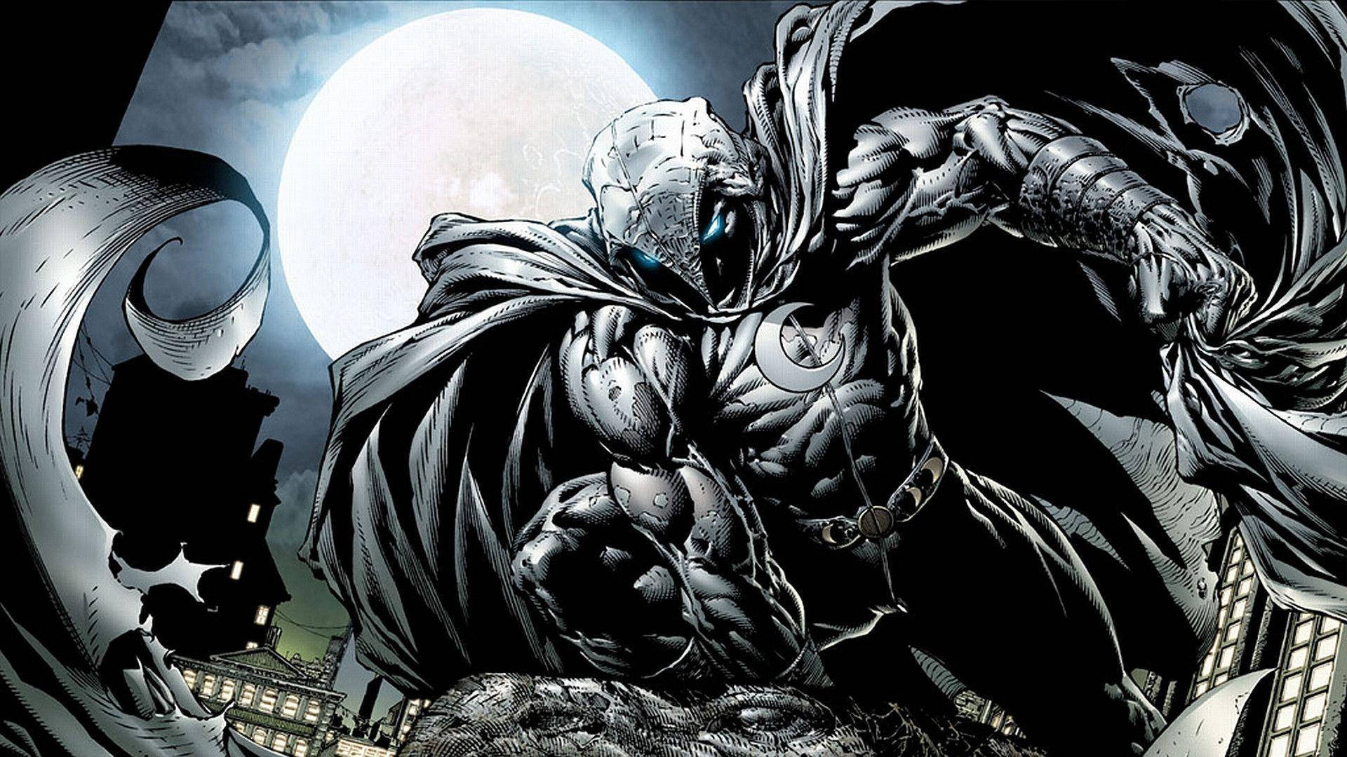 Moon Knight, full moon, cityscape, Full HD Desktop Wallpaper