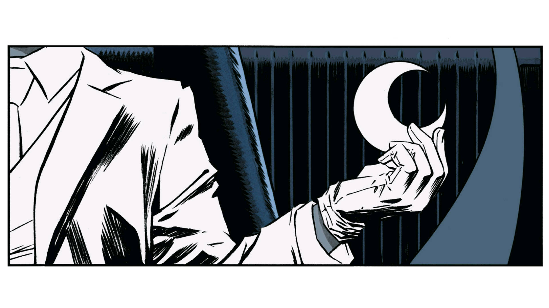 Moon Knight, crescent moon, white suit, Full HD Desktop Wallpaper