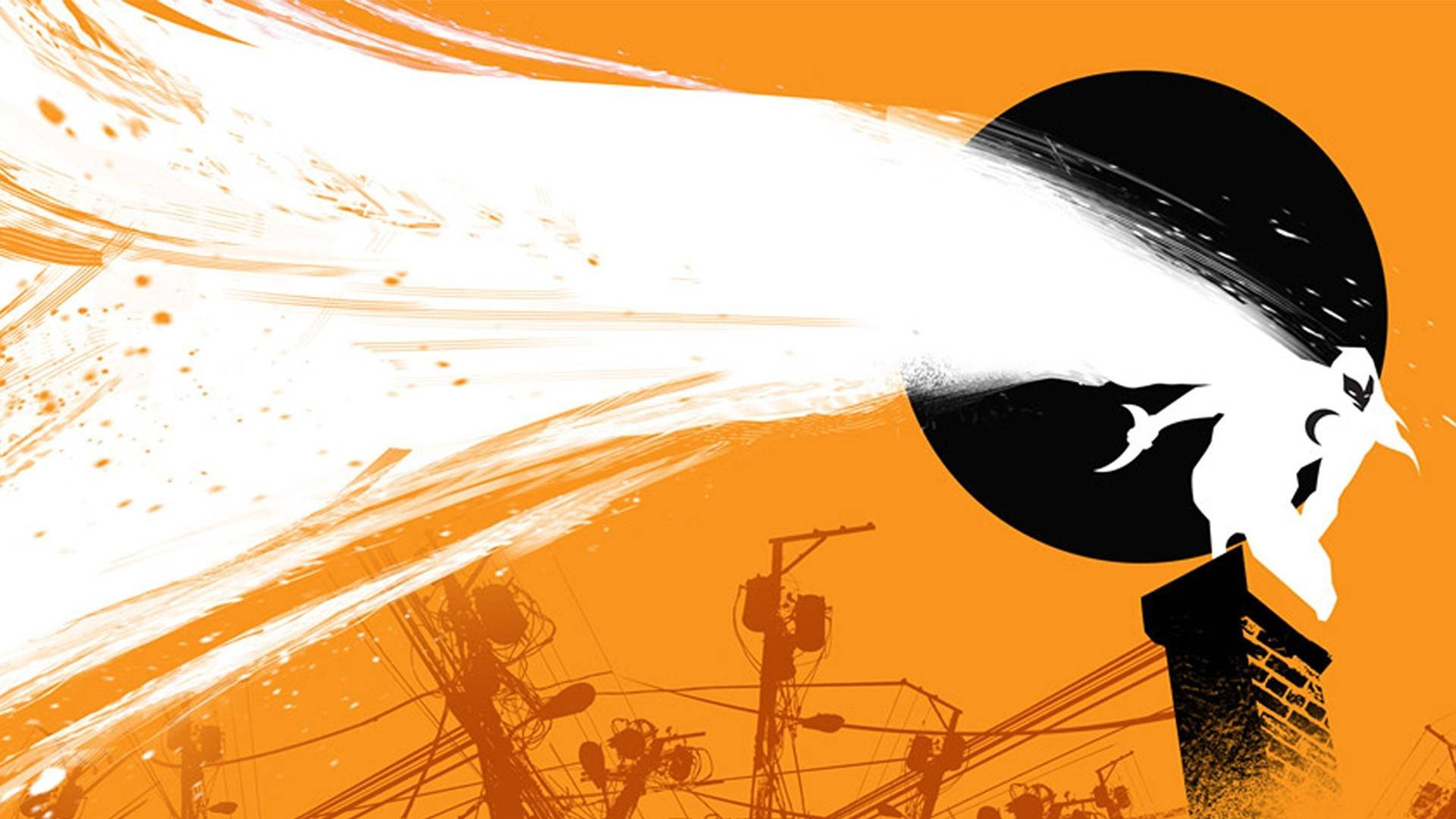 Moon Knight, white silhouette, orange sky, Full HD Desktop Wallpaper