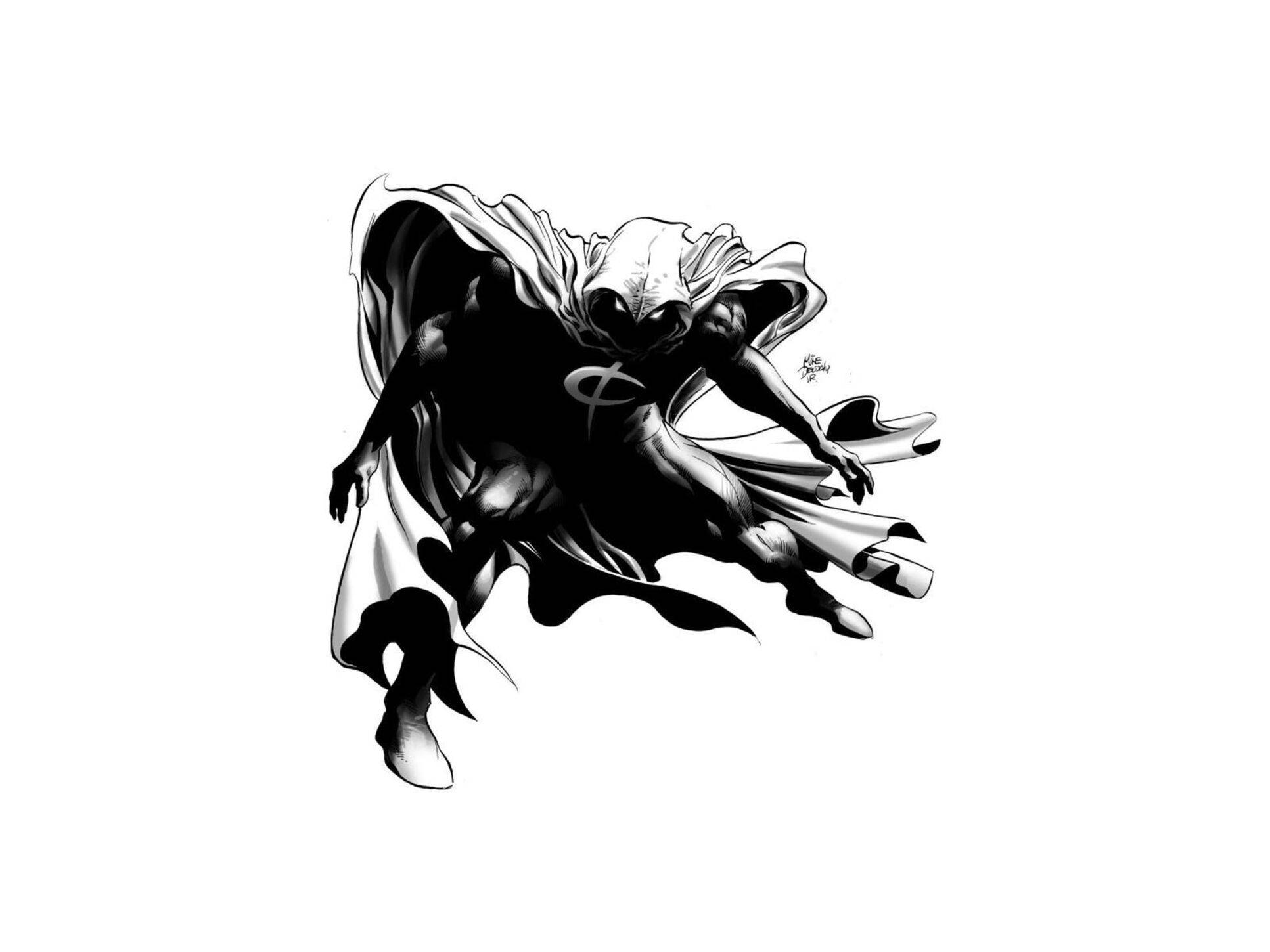 Moon Knight, hooded superhero, mid-leap, Full HD Desktop Wallpaper