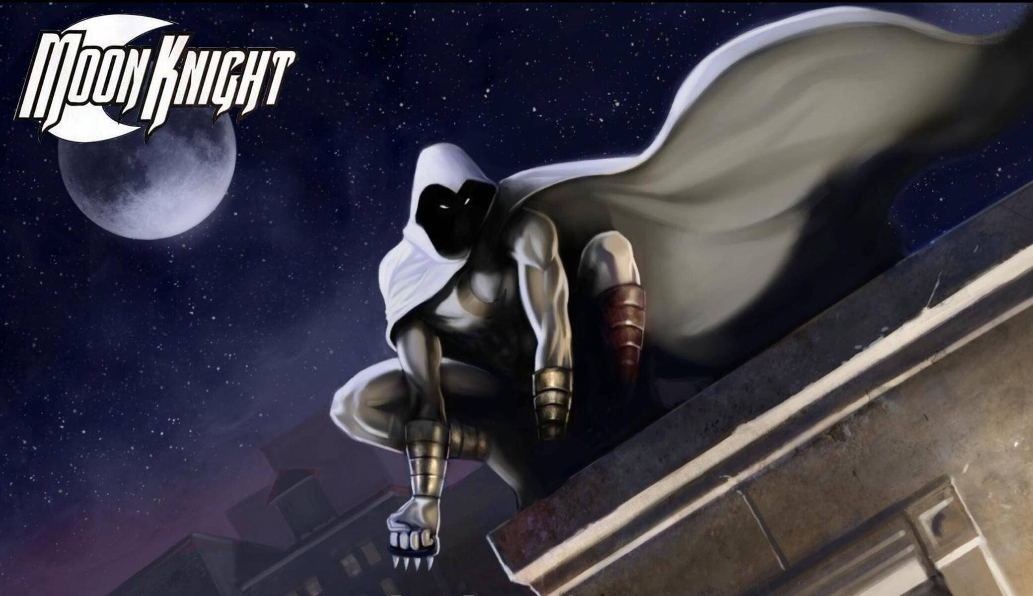Moon Knight, rooftop, full moon, Full HD Desktop Wallpaper