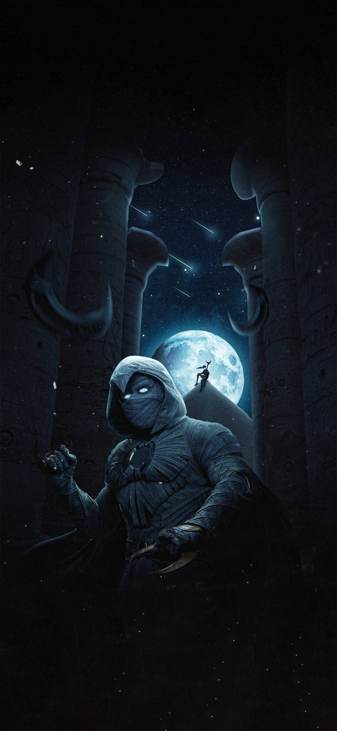 Moon Knight, hooded figure, dark temple, Full HD Phone Wallpaper