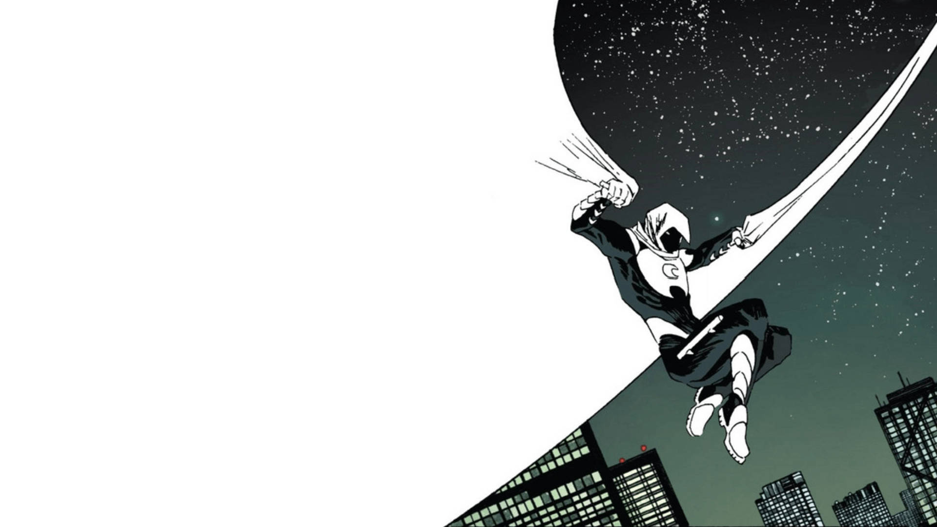 Moon Knight, starry night sky, cityscape, Full HD Desktop Wallpaper