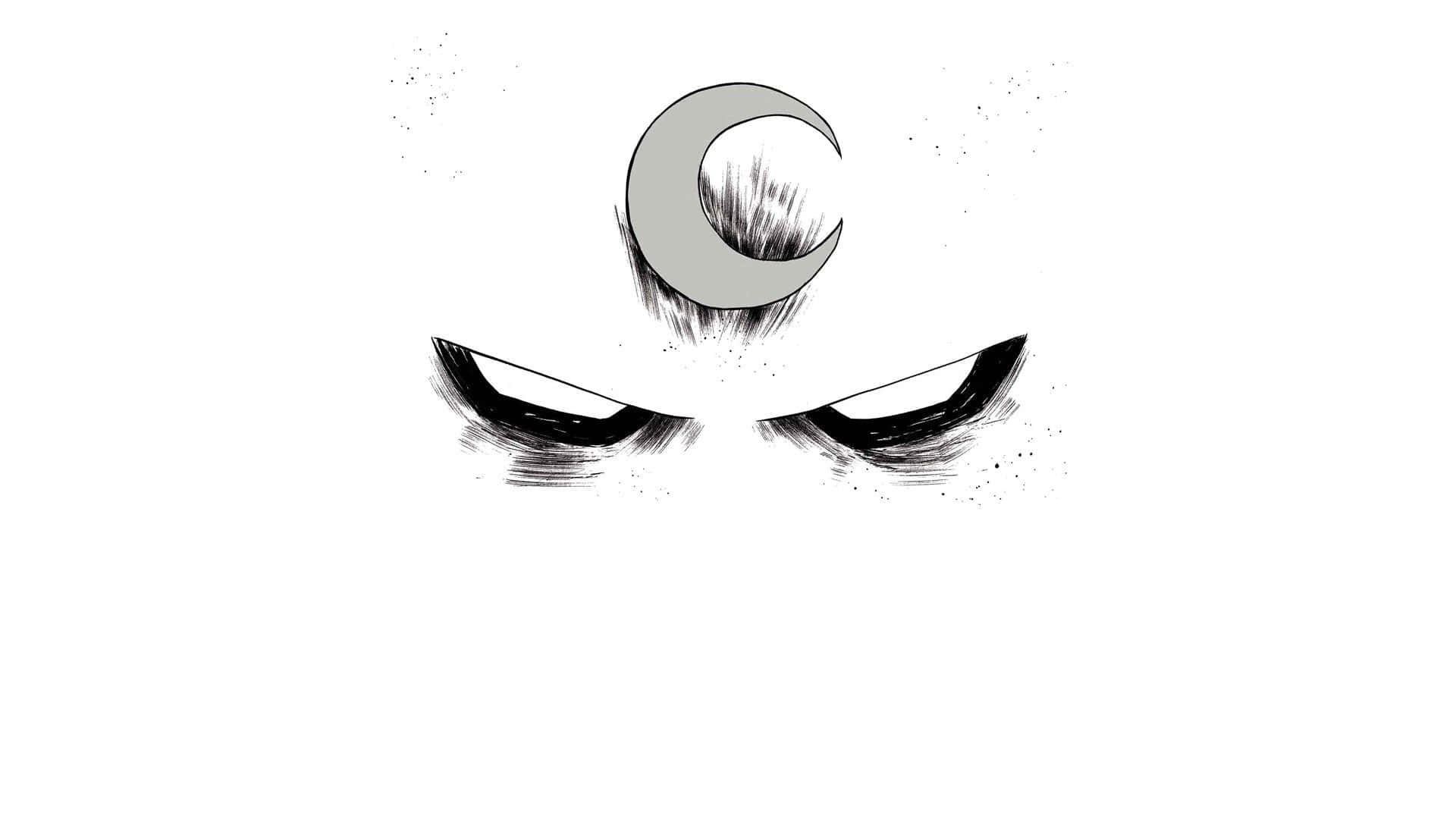 Moon Knight, crescent moon, black and white ink, Full HD Desktop Wallpaper