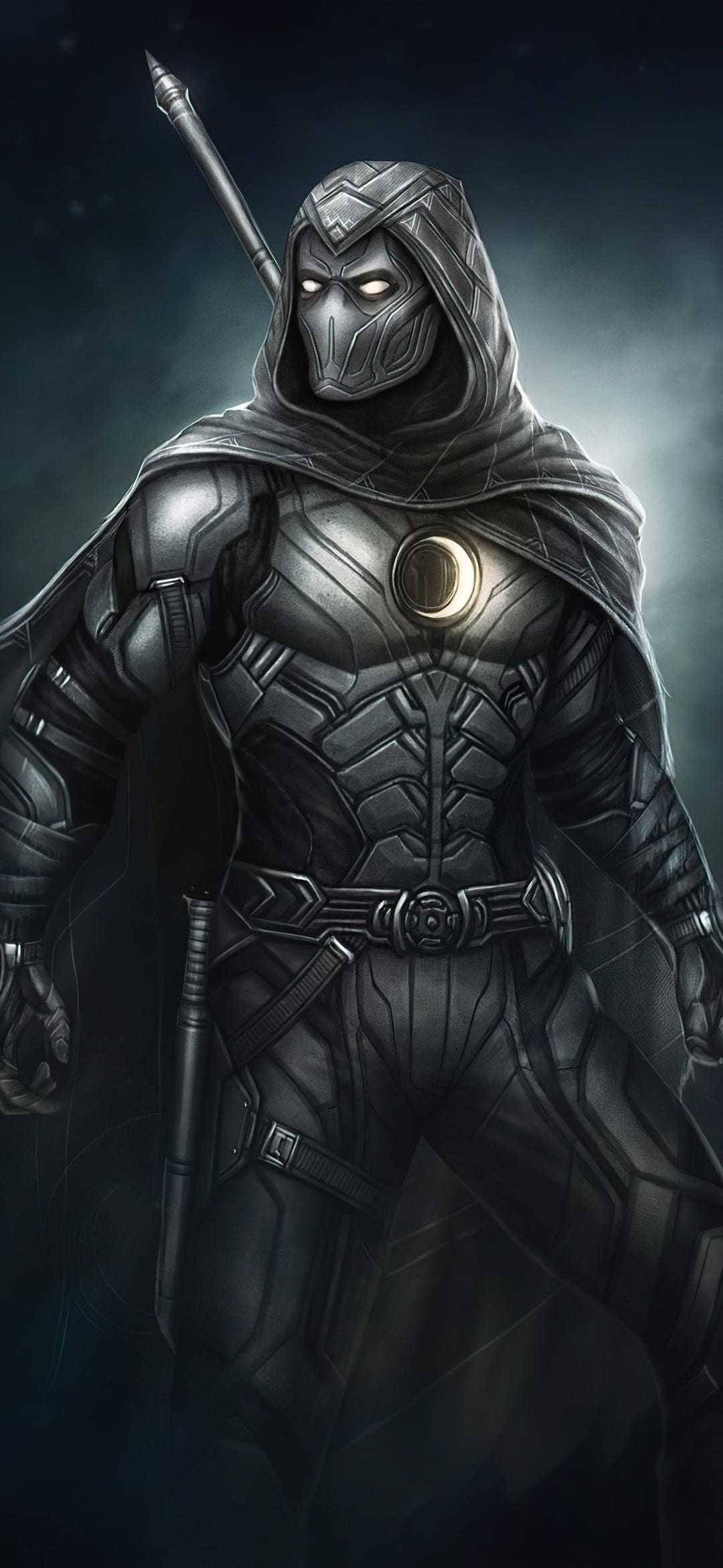 Moon Knight, 3D, dark armored figure, Full HD Phone Wallpaper