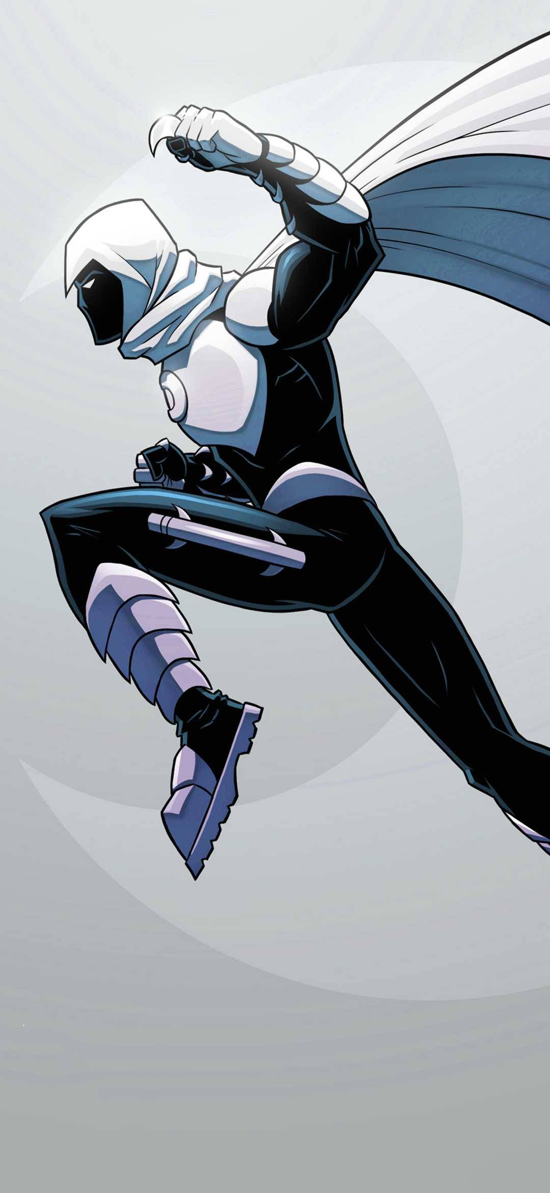 Moon Knight, black and white suit, cape, Full HD Phone Wallpaper