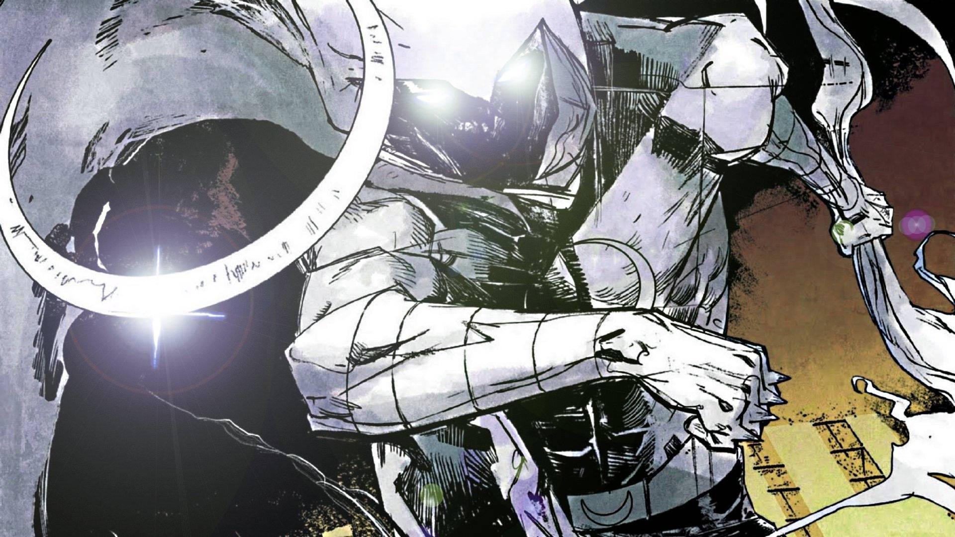 Moon Knight, crescent moon, glowing crescent blade, Full HD Desktop Wallpaper