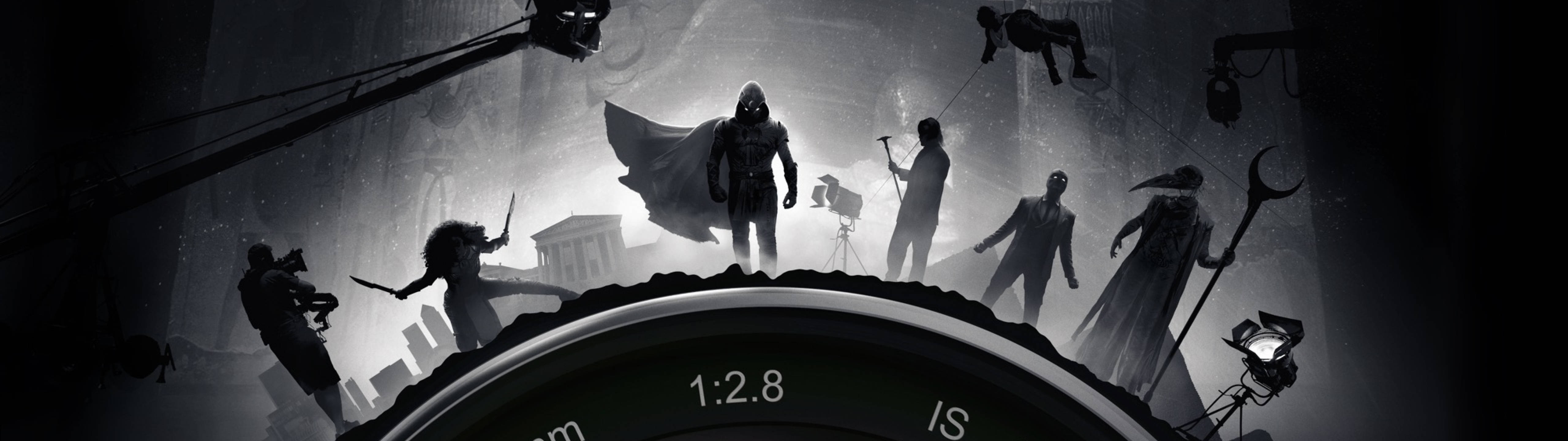 Moon Knight, camera lens, misty cityscape, 5K Desktop Wallpaper
