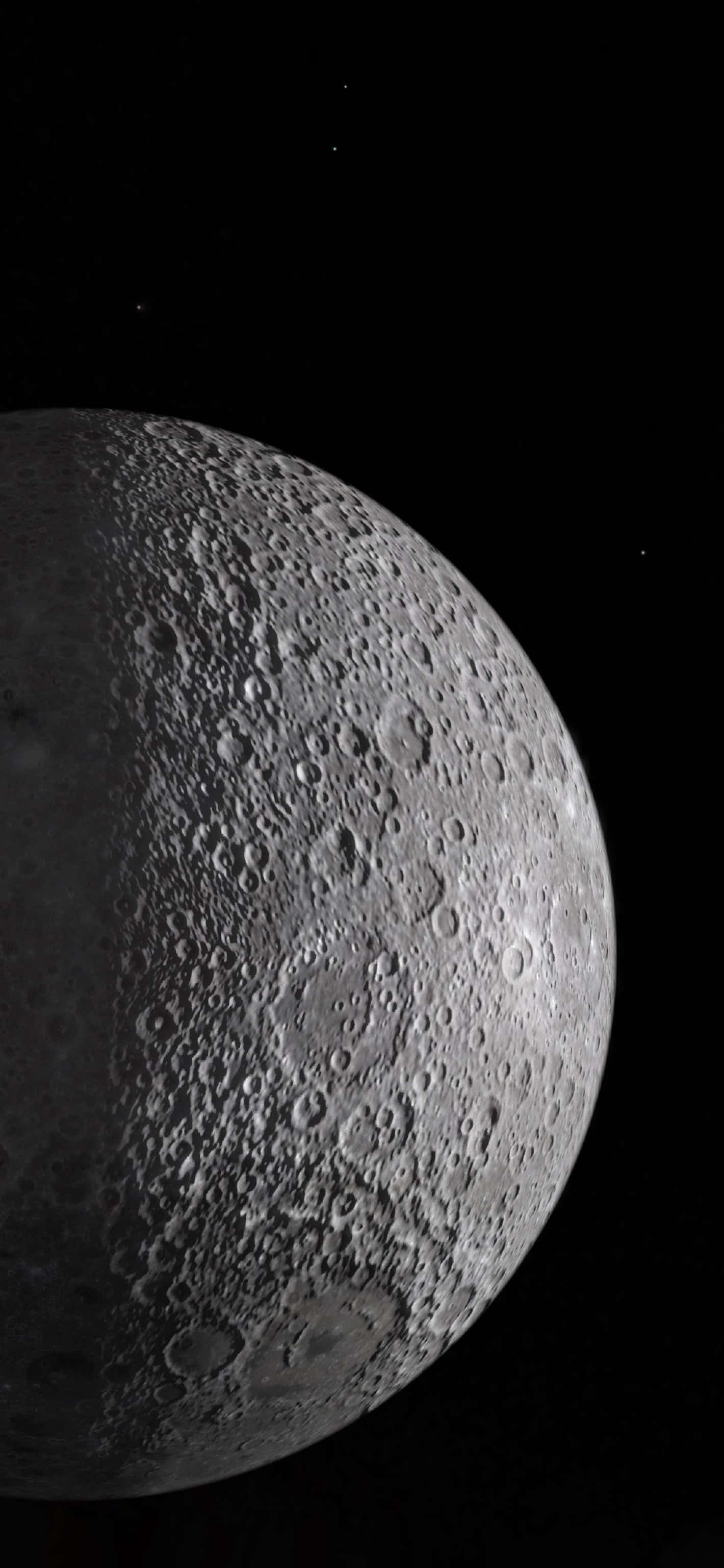 half and half, moon, cratered surface, 2K Phone Wallpaper