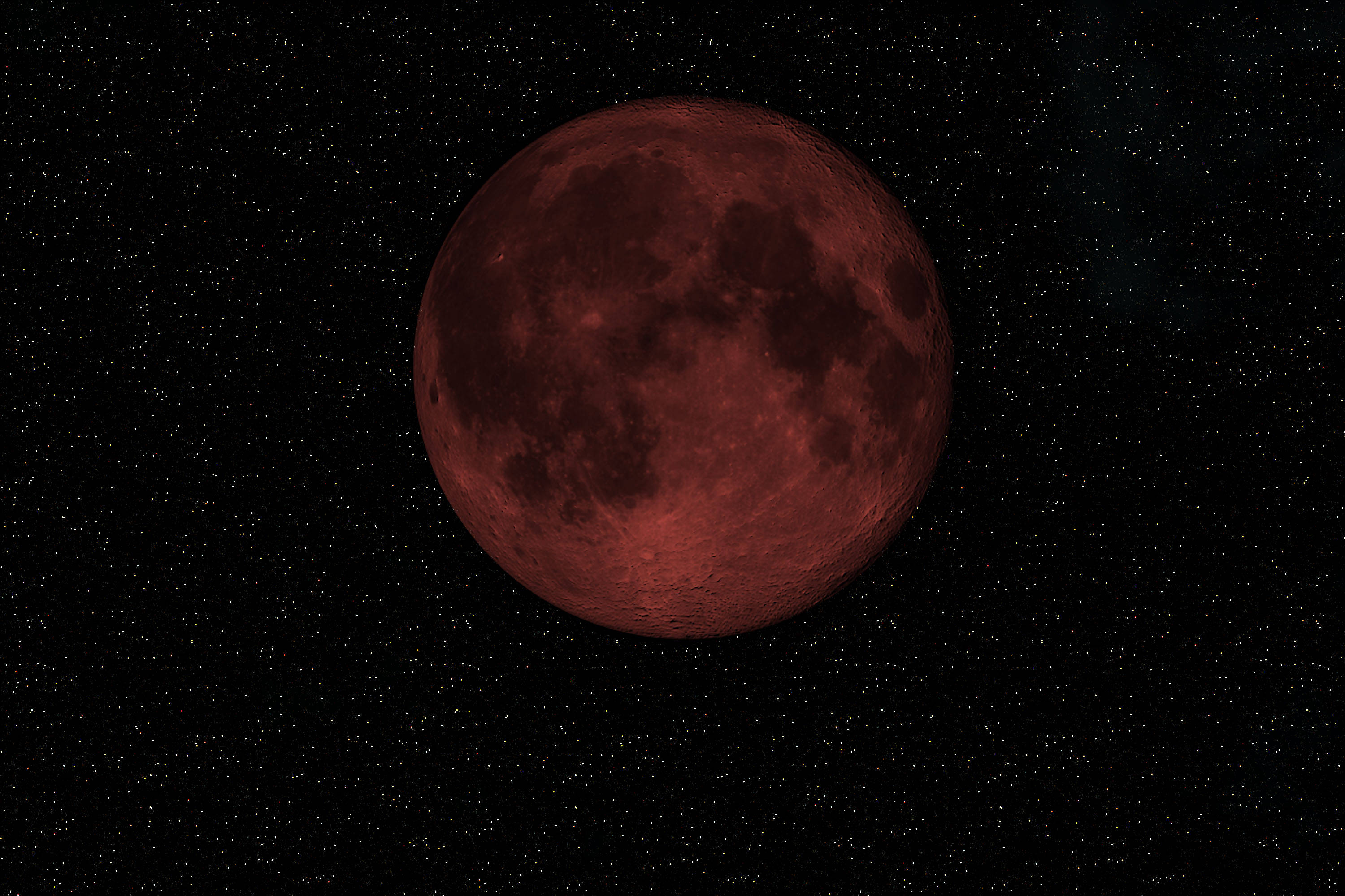 starry red moon night sky, red moon, starry night sky, 2K Desktop Wallpaper