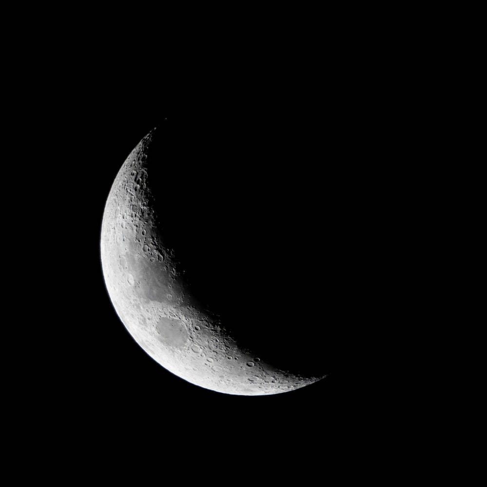 waning crescent, craters, valleys, SD Desktop Wallpaper