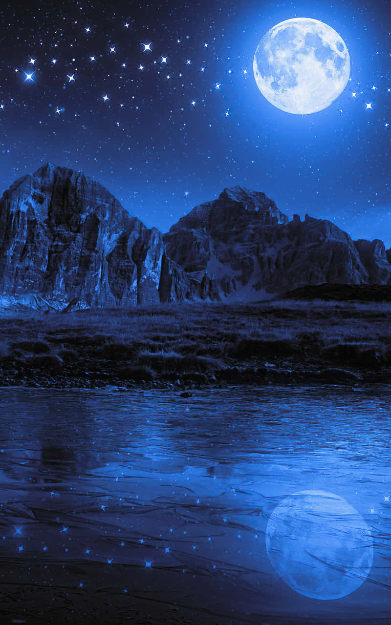 Moon Night, full moon, stars, HD Phone Wallpaper