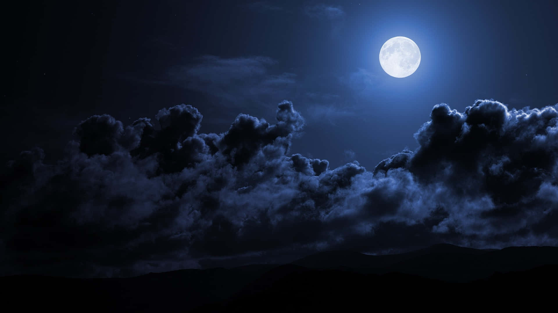 Moon Night, full moon, dark clouds, Full HD Desktop Wallpaper