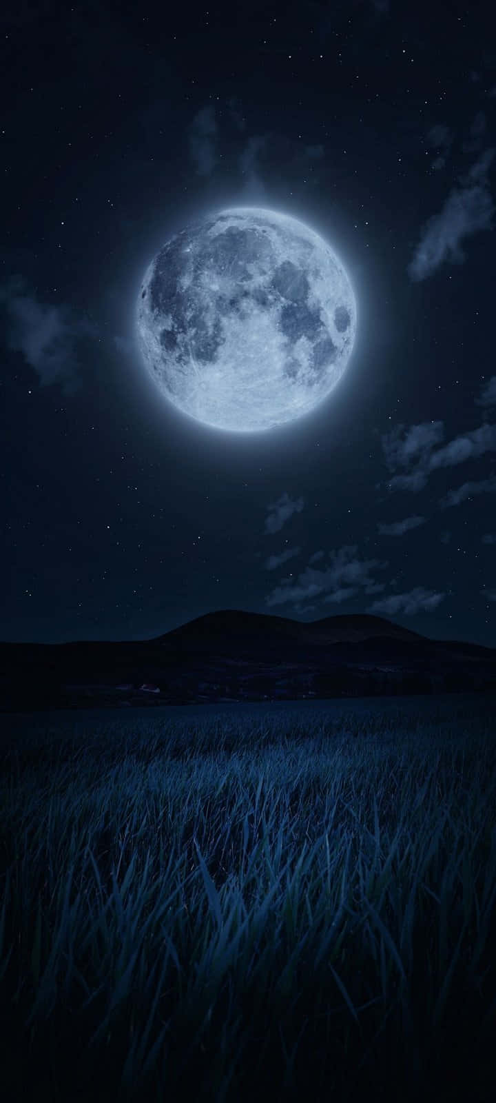 moonlit night, full moon, cool blue glow, HD Phone Wallpaper