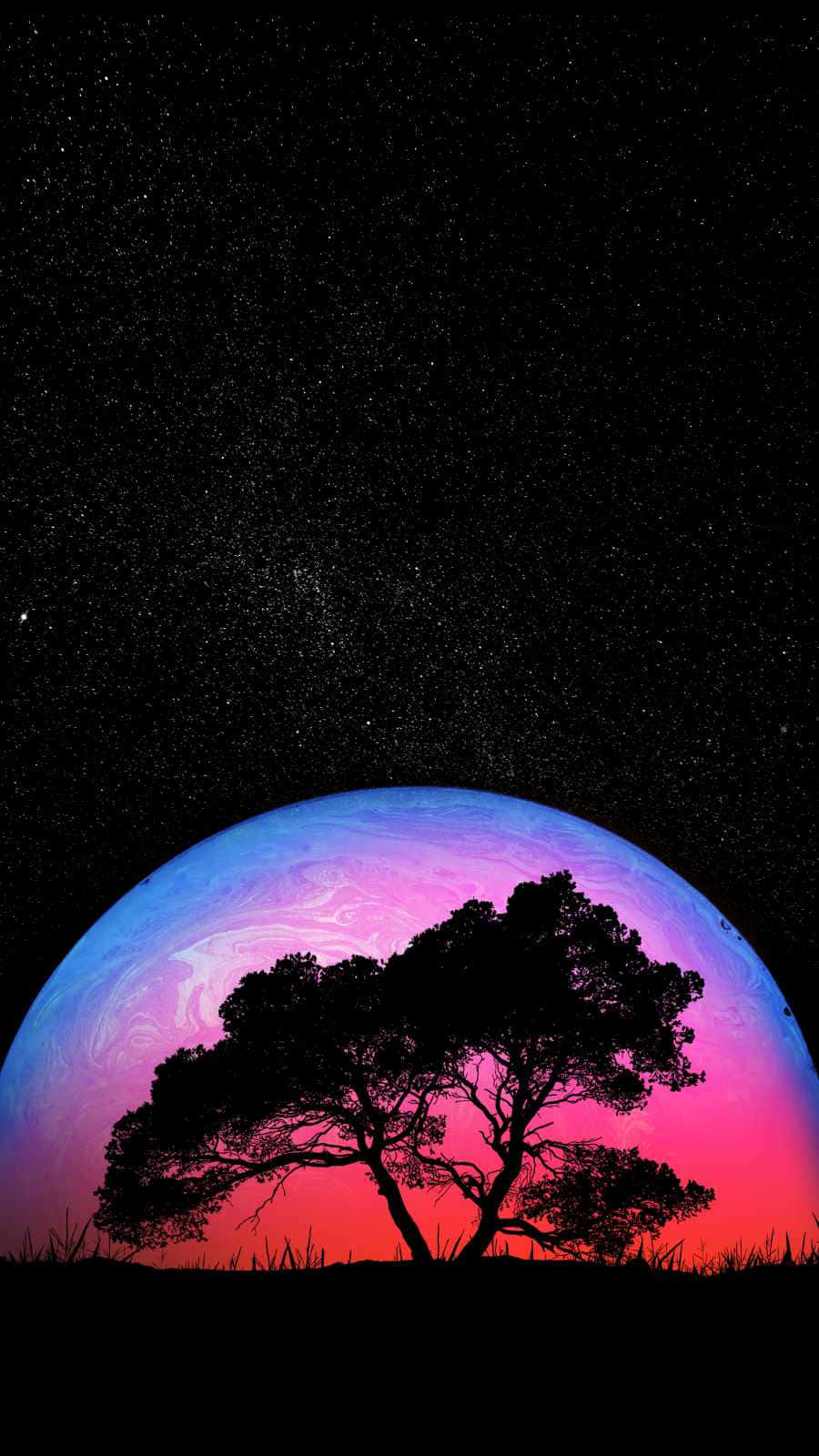 Moon Night, vibrant purple, pink planet, HD Phone Wallpaper