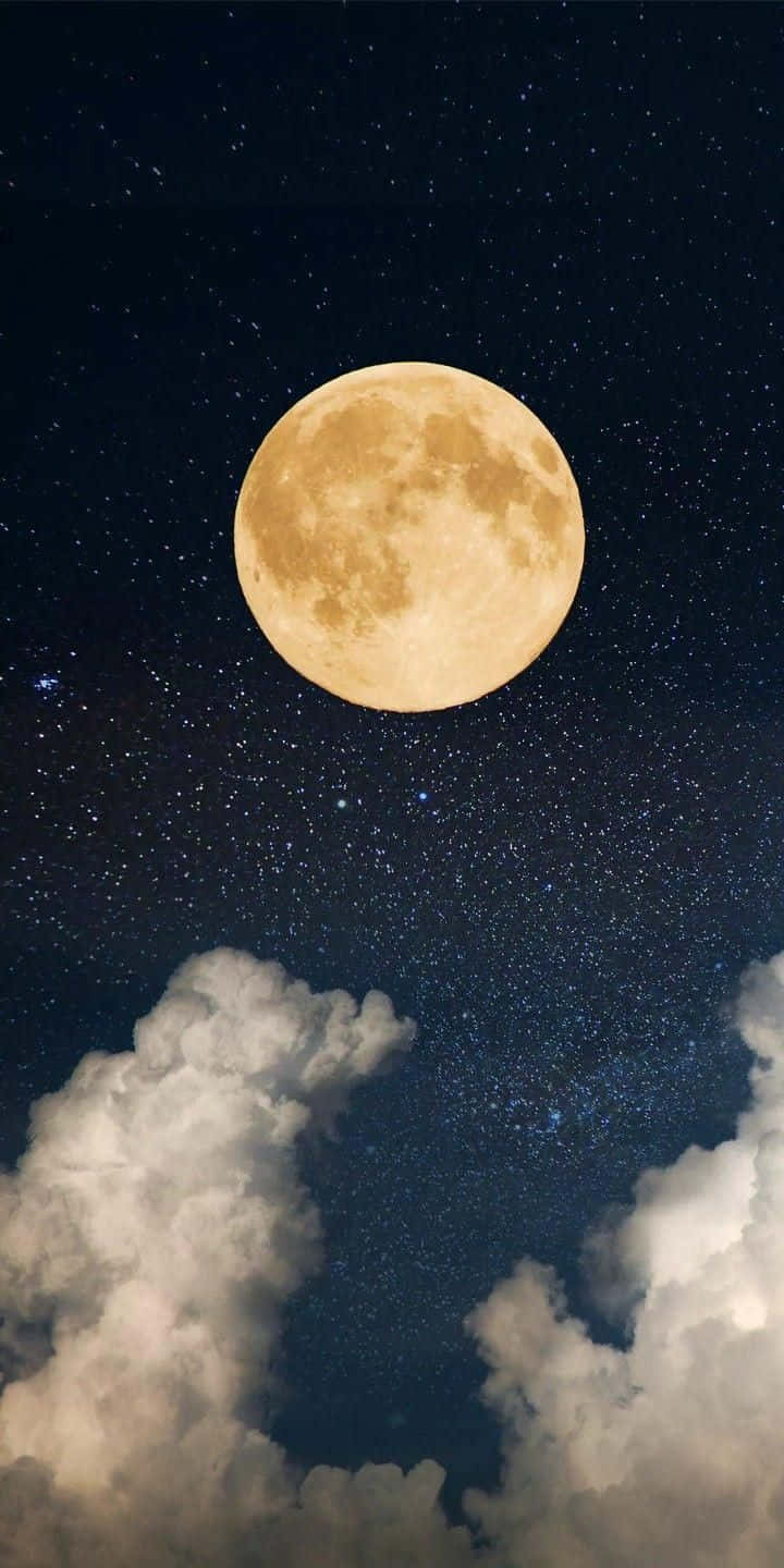 starry night sky, full moon, luminous, HD Phone Wallpaper