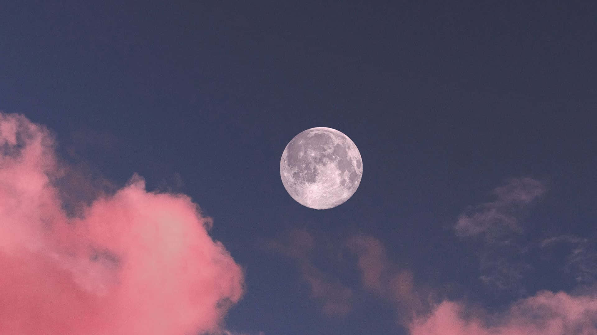 Pink Moon, full moon, deep blue sky, Full HD Desktop Wallpaper