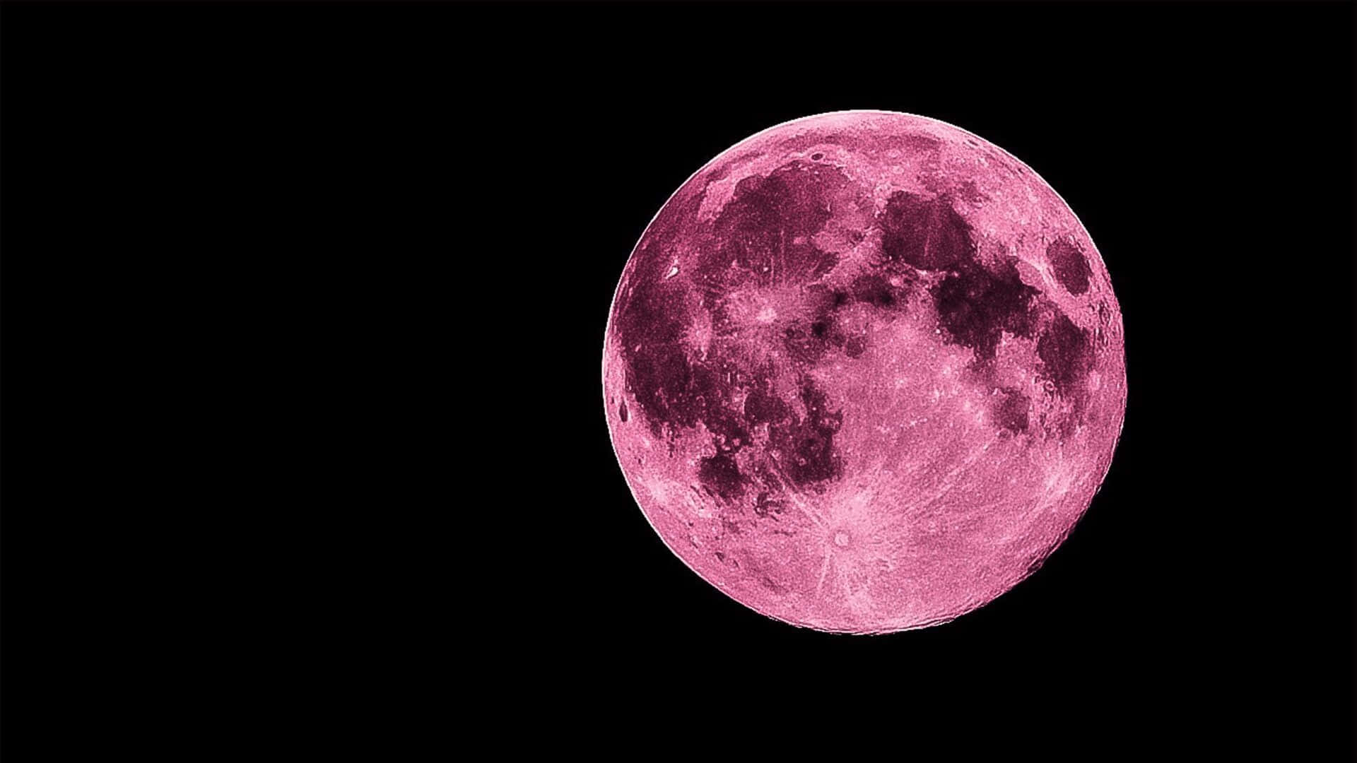 pink moon, full moon, black sky, Full HD Desktop Wallpaper