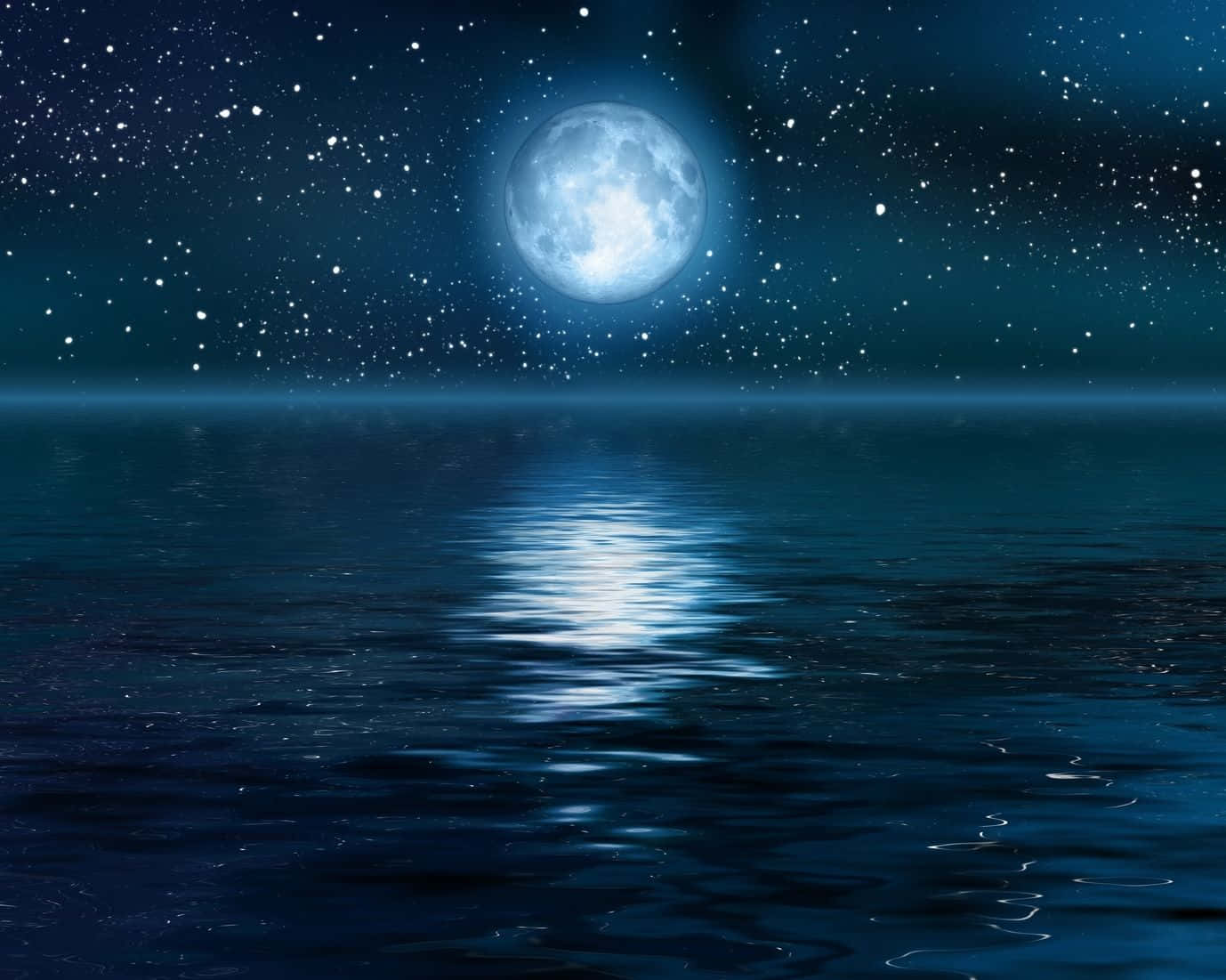 Moon Night, full moon, calm ocean waters, HD Desktop Wallpaper