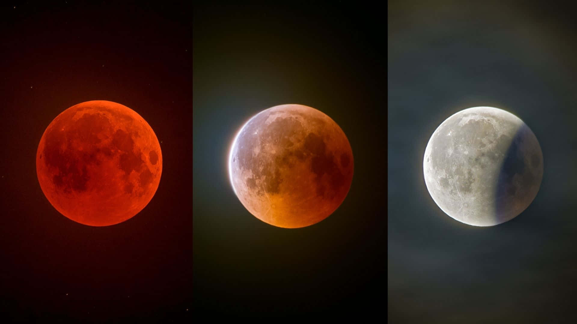 Moon Phase, lunar eclipse, deep red, Full HD Desktop Wallpaper