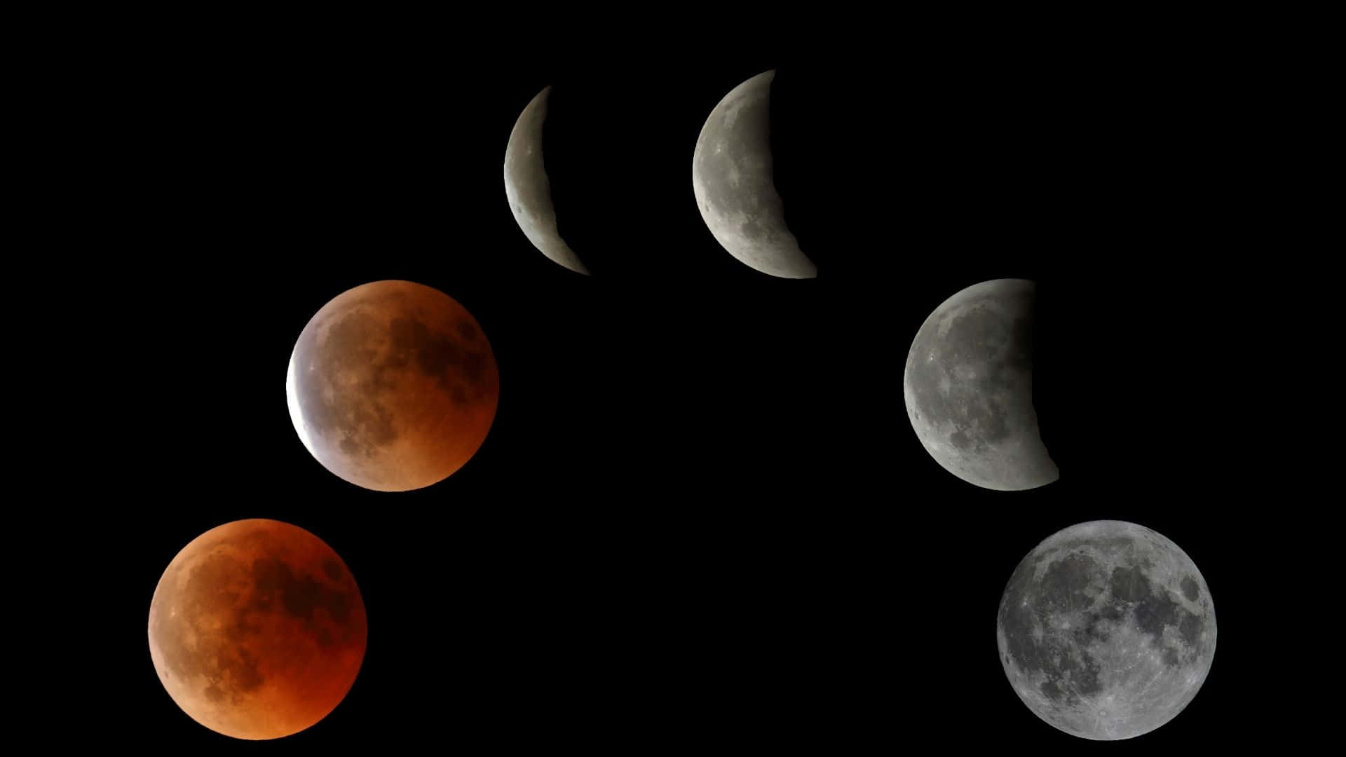 Moon Phase, full moon, crescent, Full HD Desktop Wallpaper