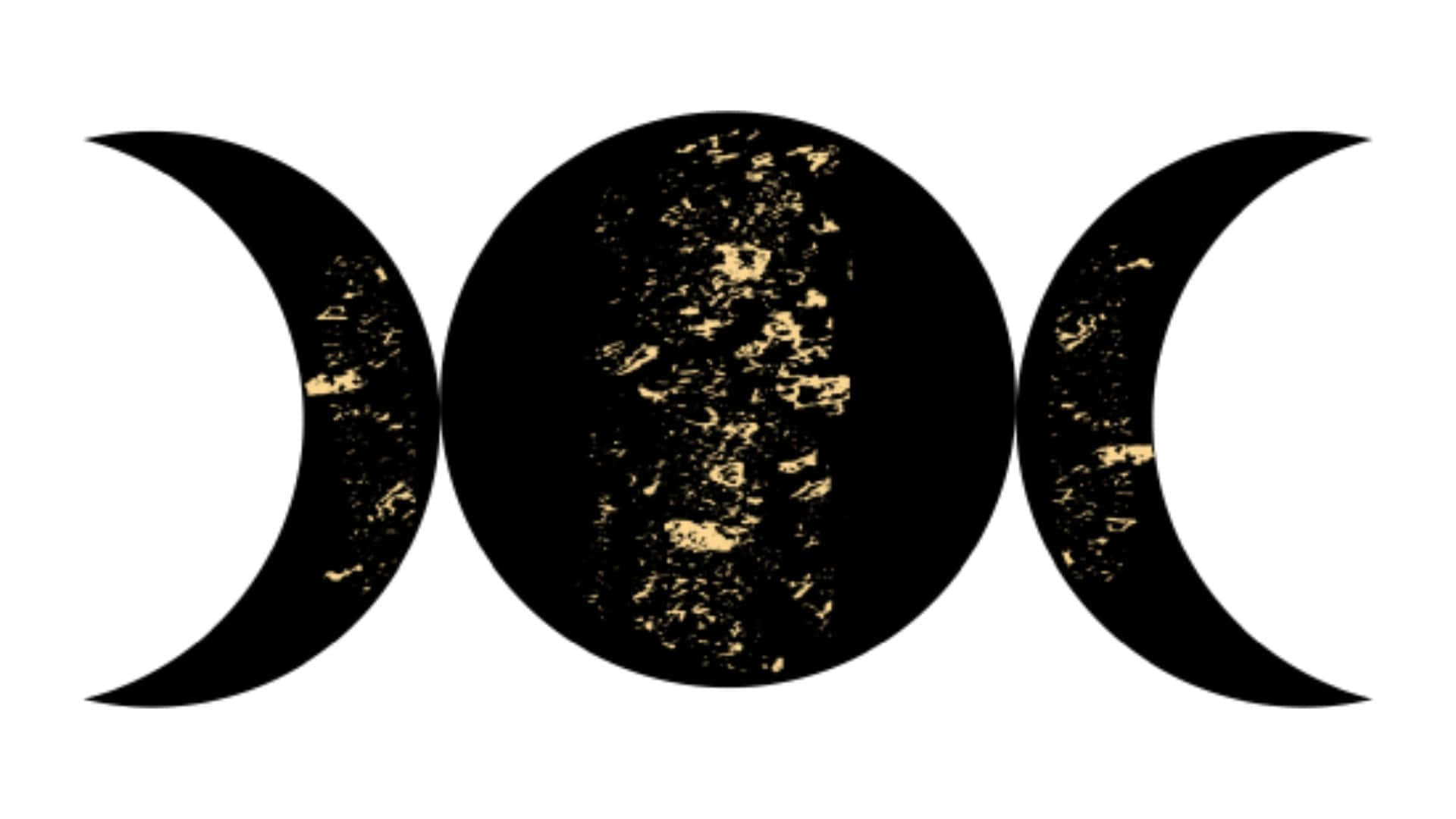Moon Phase, black crescent moons, gold speckles, Full HD Desktop Wallpaper