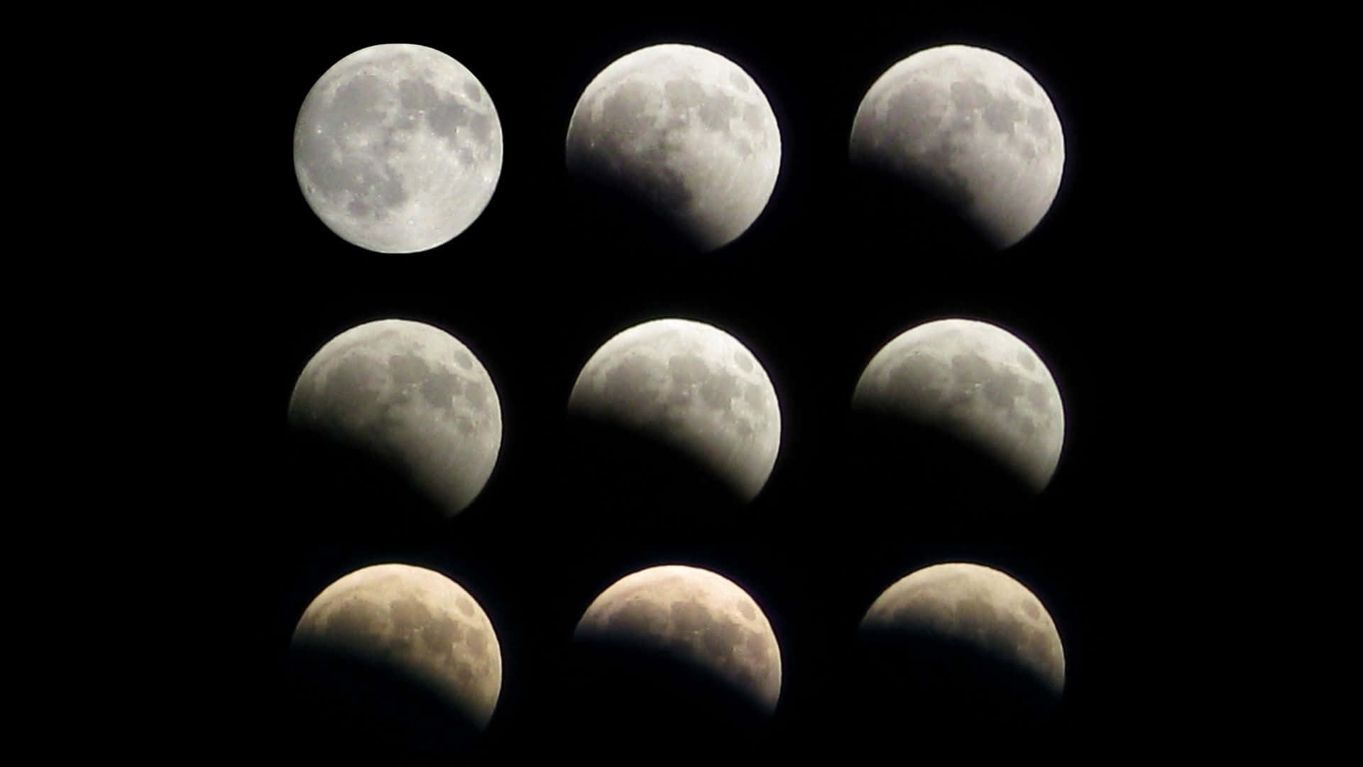 Moon Phase, lunar eclipse, black sky, Full HD Desktop Wallpaper
