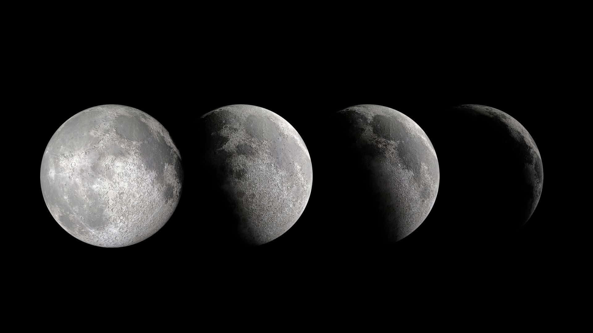 Moon Phase, four phases of the moon, black void, Full HD Desktop Wallpaper