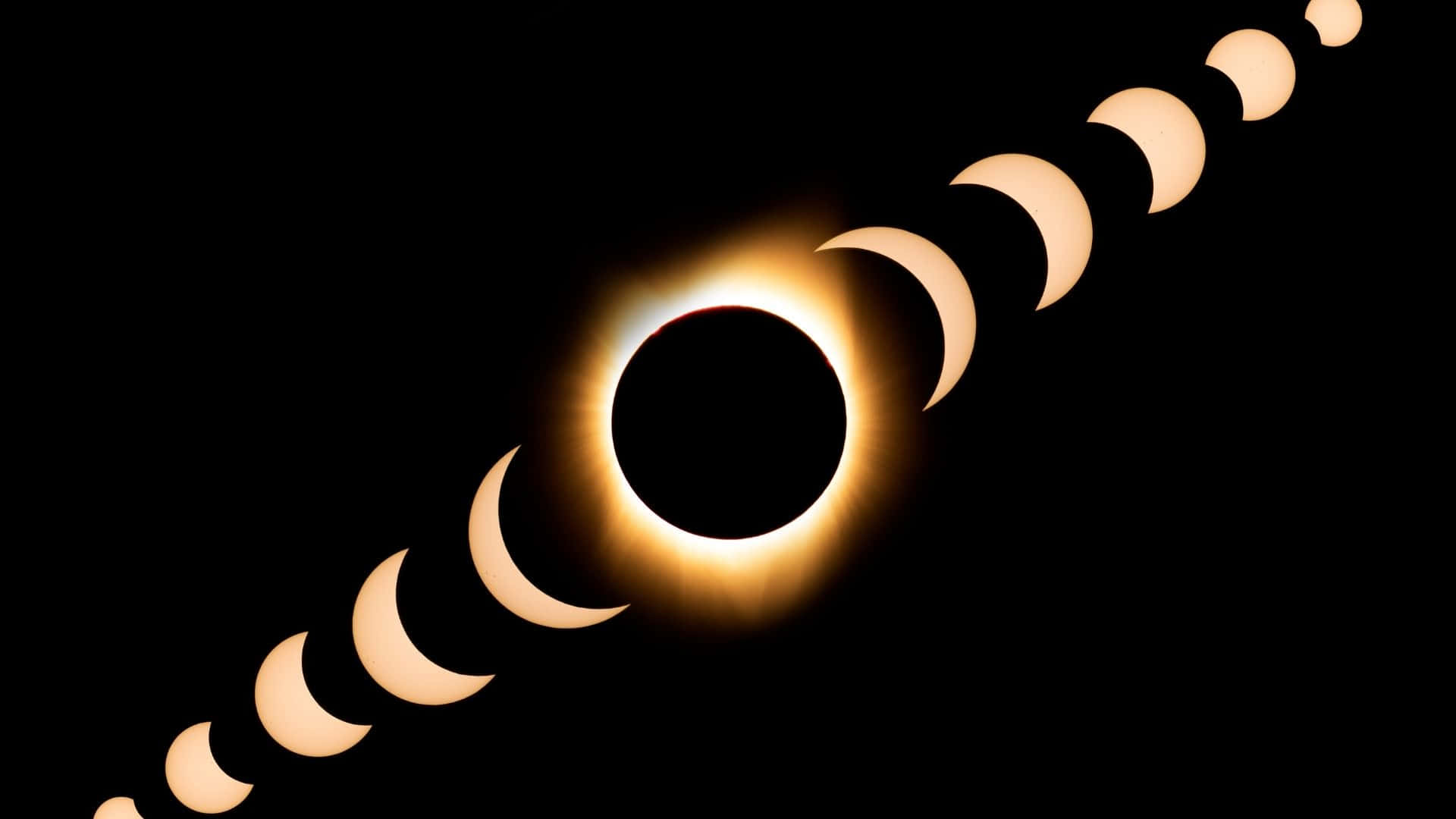 Moon Phase, solar eclipse phases, diagonal line, Full HD Desktop Wallpaper