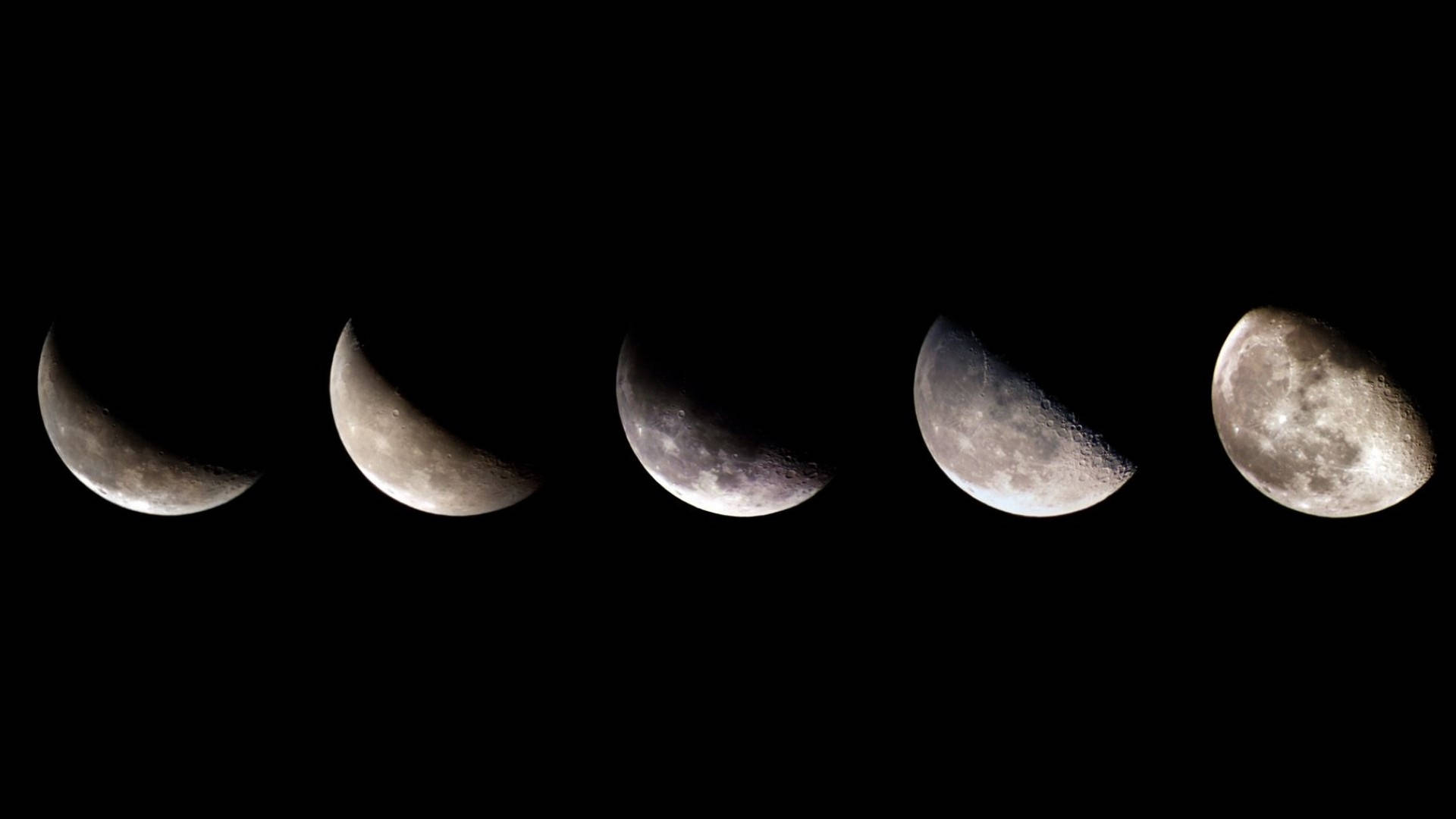 Moon Phases, waxing, crescent, Full HD Desktop Wallpaper