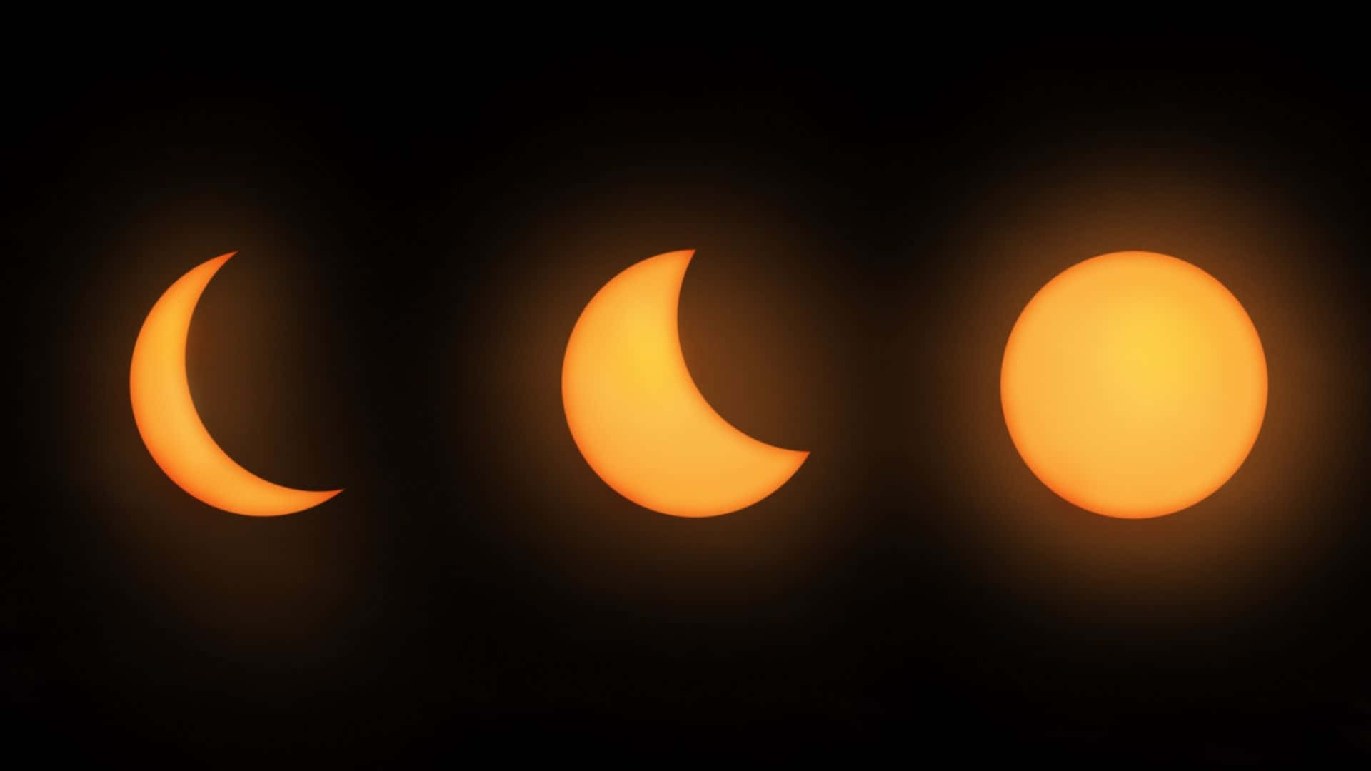 Moon Phase, solar eclipse, glowing orange crescents, Full HD Desktop Wallpaper
