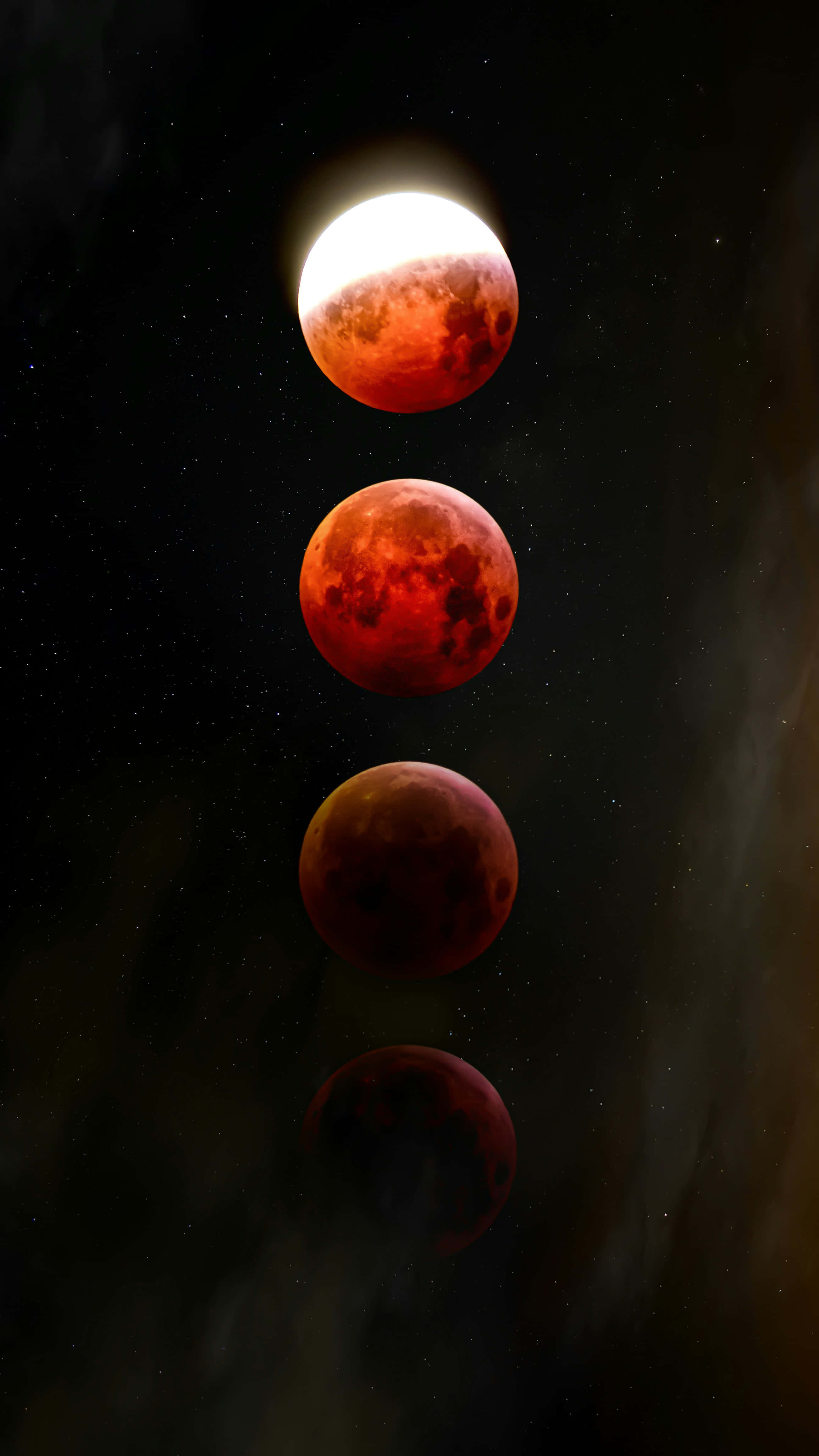 lunar eclipse progression, red moon, blood moons, 4K Phone Wallpaper