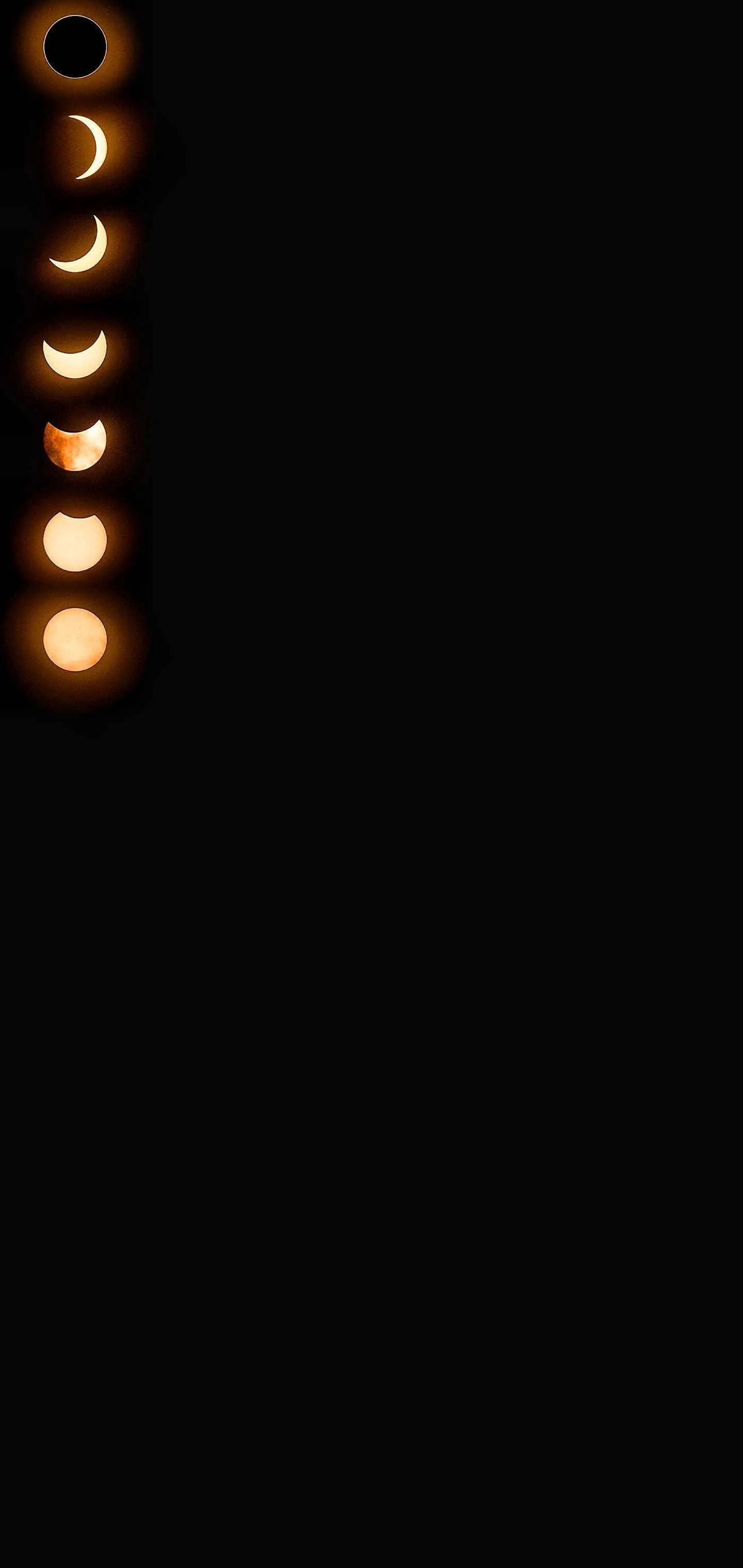 Moon shapes, Punch Hole 4K, lunar eclipse phases, 4K Phone Wallpaper