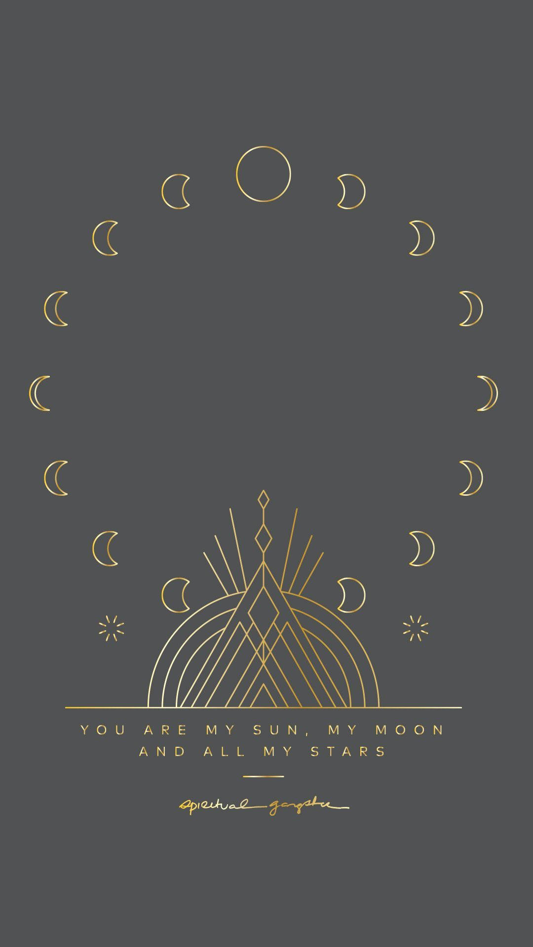 lunar phase, spiritual aesthetic, golden geometric, Full HD Phone Wallpaper
