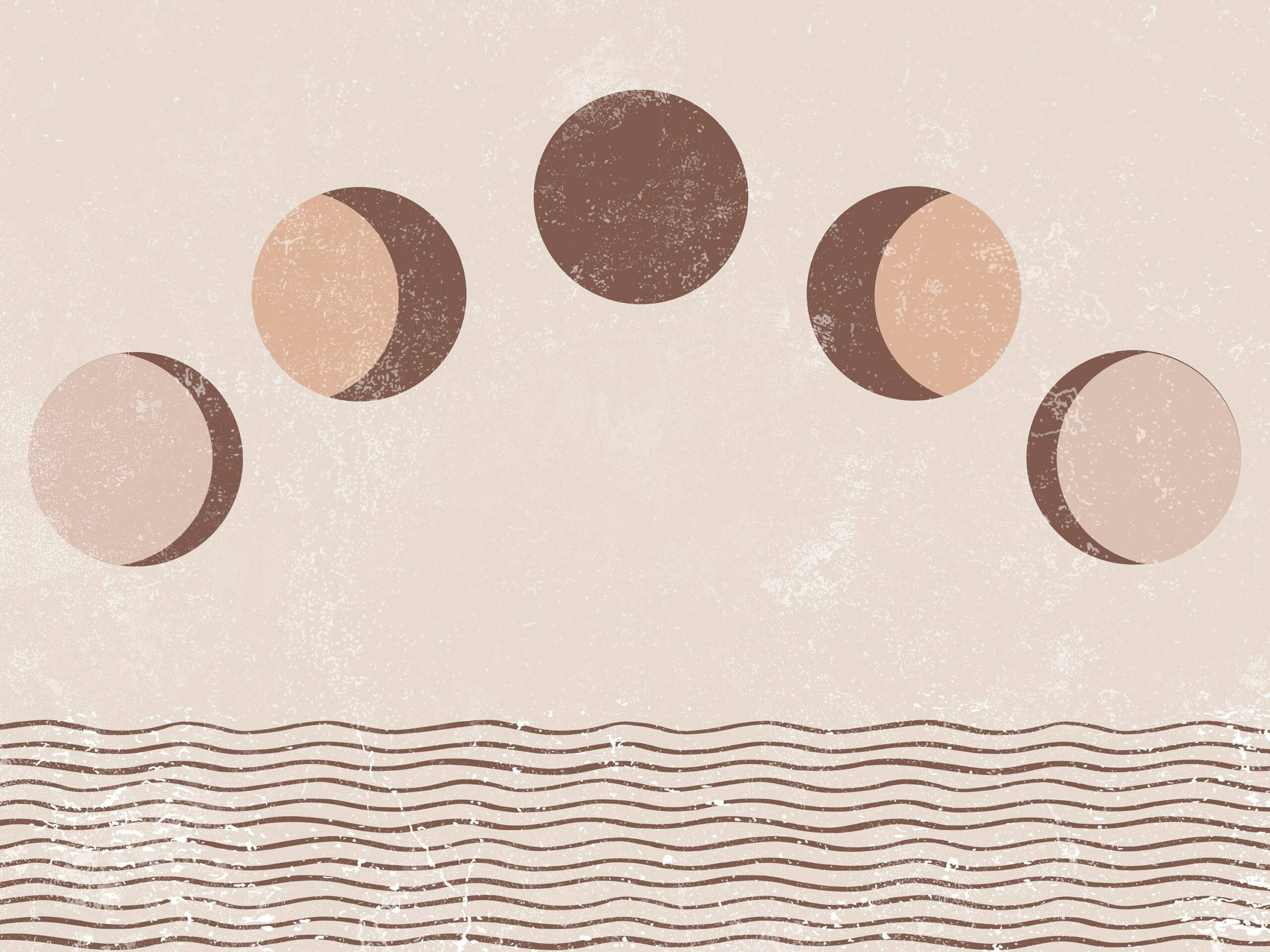 Moon Phases, neutral background, abstract geometric circles, 2K Desktop Wallpaper